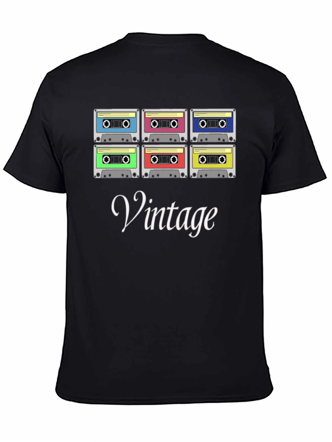Black Retro Cassette Tape Vintage T-Shirt view 4