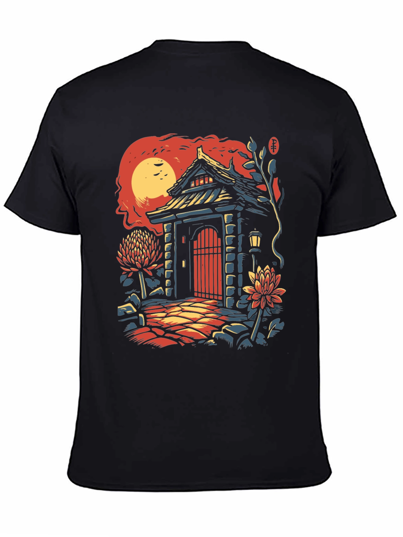 Black Japanese Gate T-Shirt - Unique Graphic Tee view 4