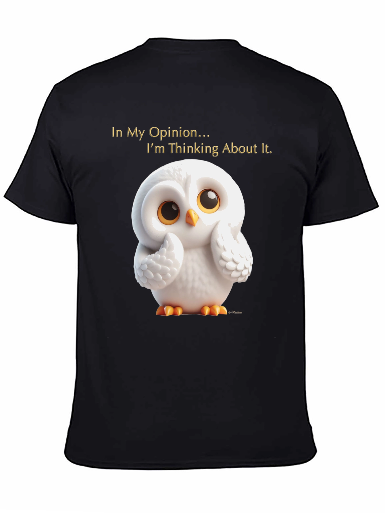 Black Thinking Owl T-Shirt - Men's Black Graphic Tee view 4