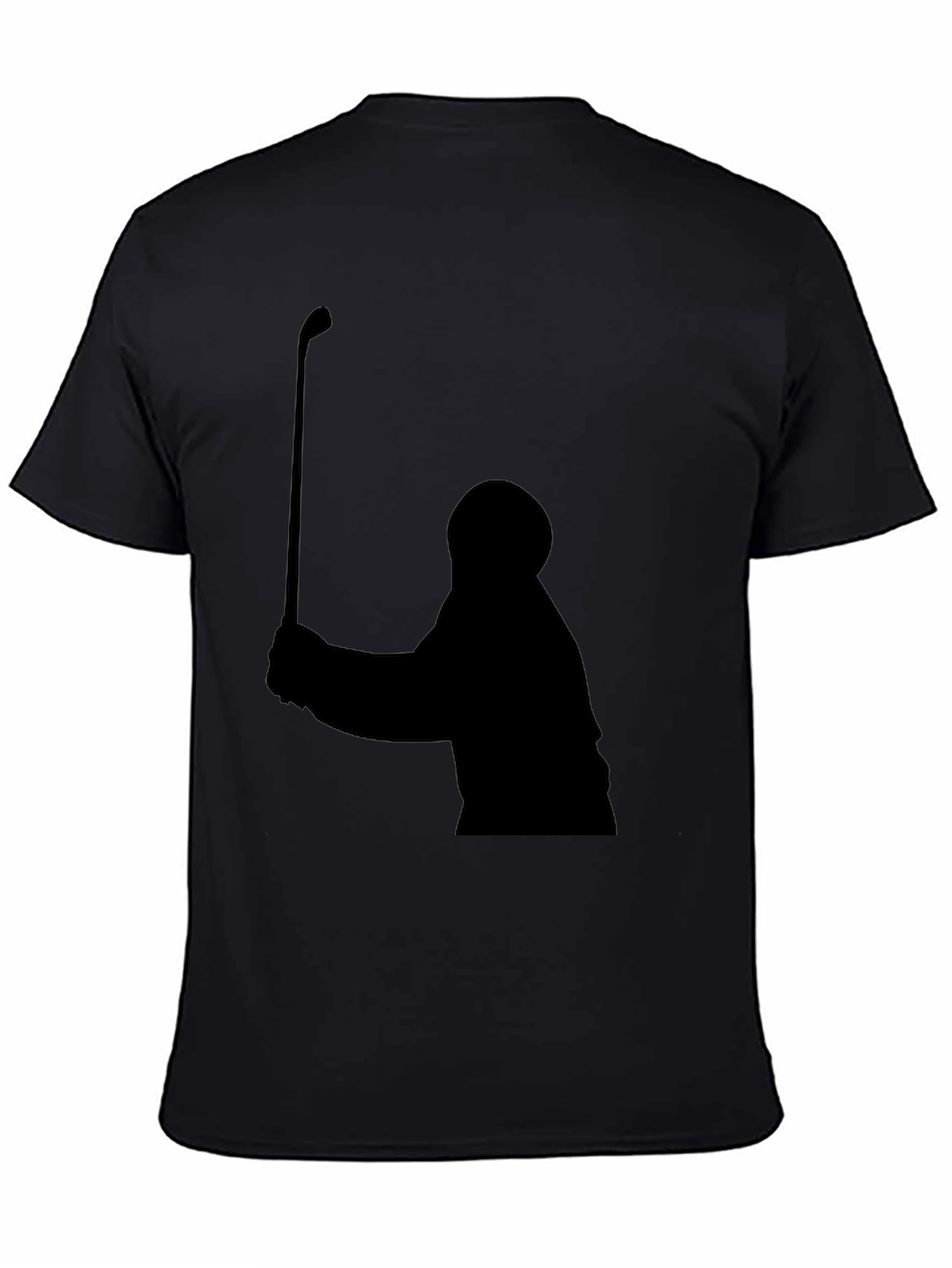 Black Golfer Silhouette Black T-Shirt view 4