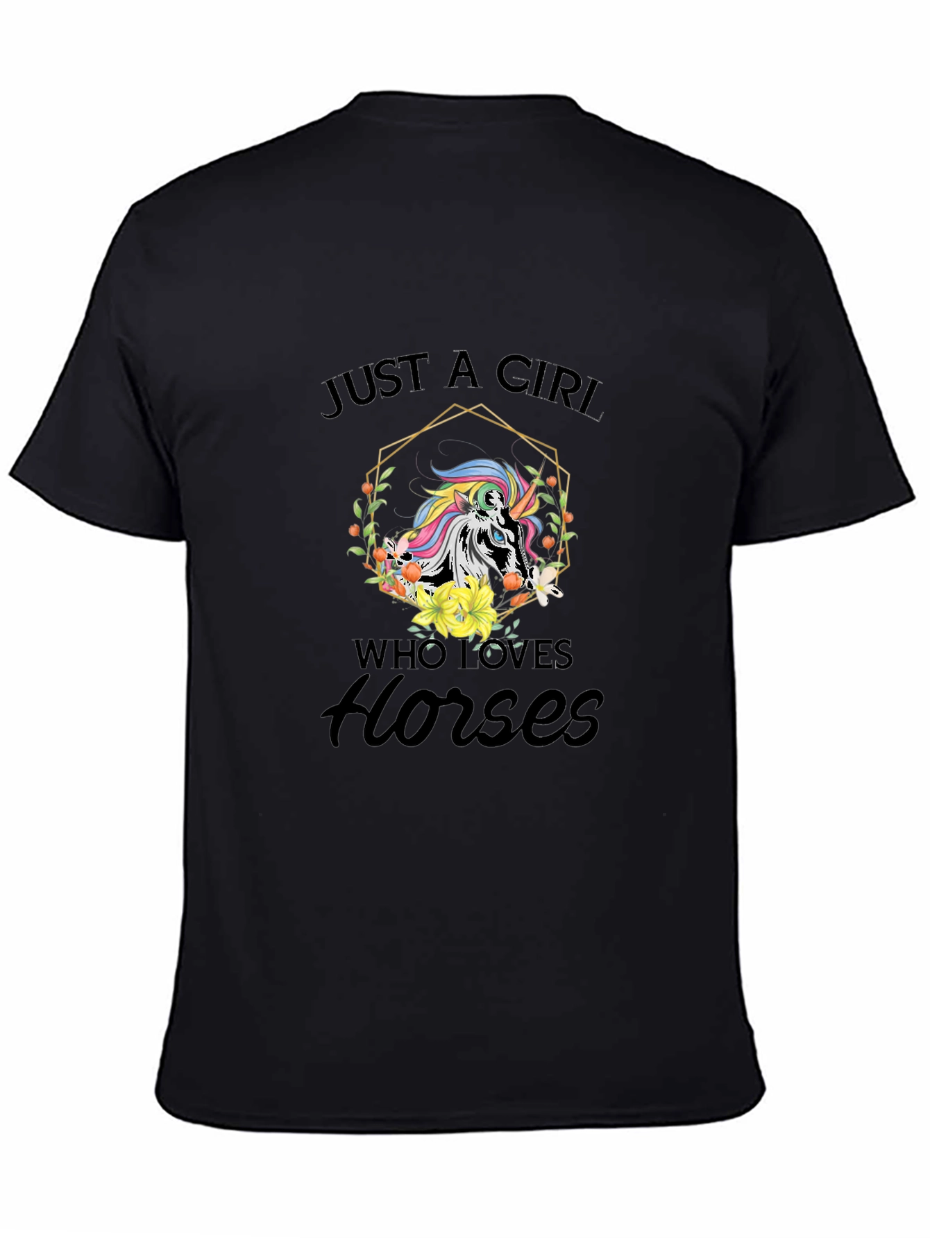 Black Just a Girl Who Loves Horses Black T-Shirt view 4