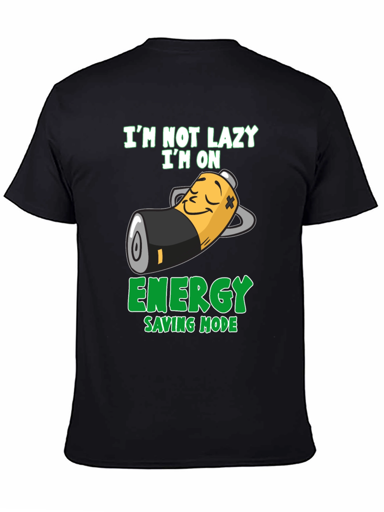 Black Lazy Mode T-Shirt - Energy Saving Mode Graphic Tee view 4