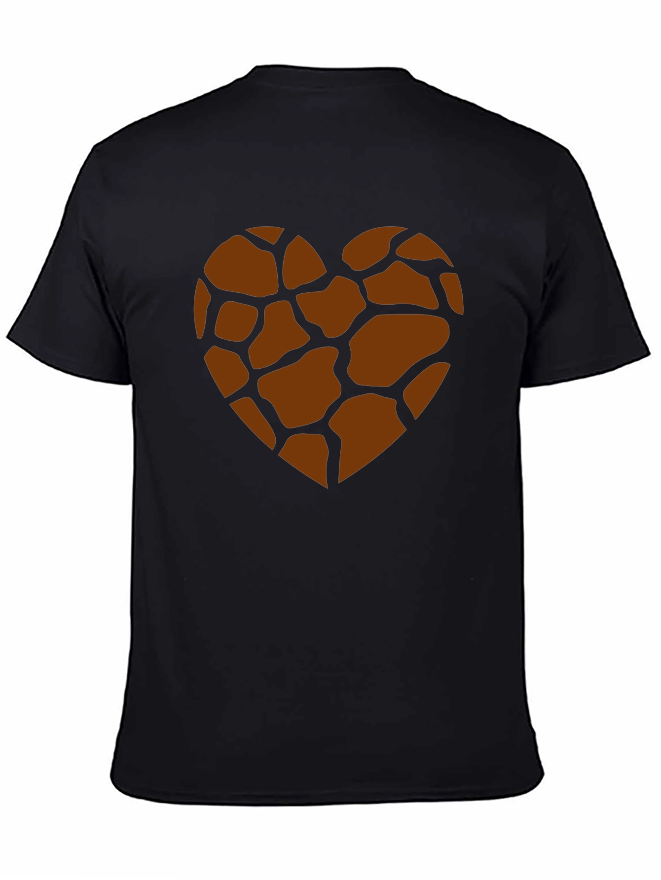 Black Giraffe Print Heart Graphic Tee - Trendy Casual Shirt view 4