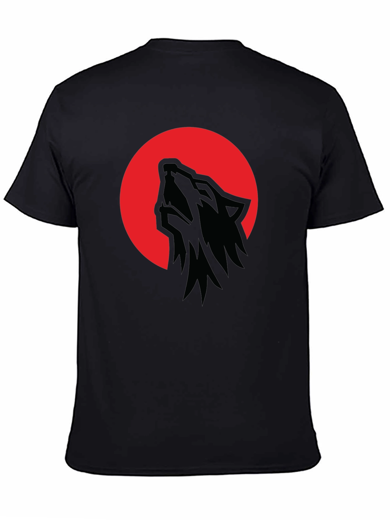Black Wolf Moon T-Shirt - Men's Black Graphic Tee view 4