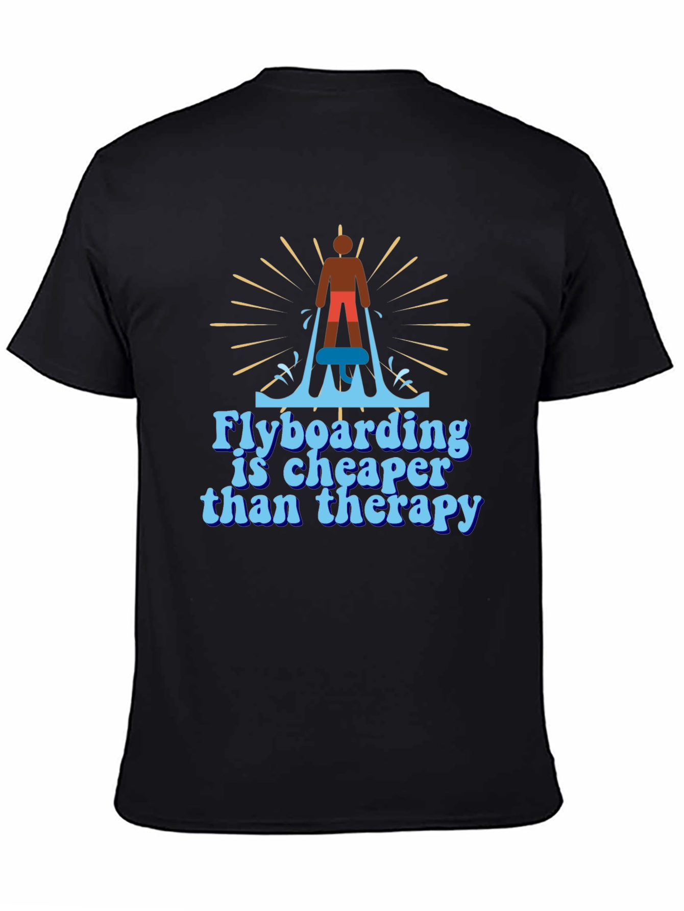 Black Flyboarding Therapy T-Shirt - Hobby Graphic Tee view 4
