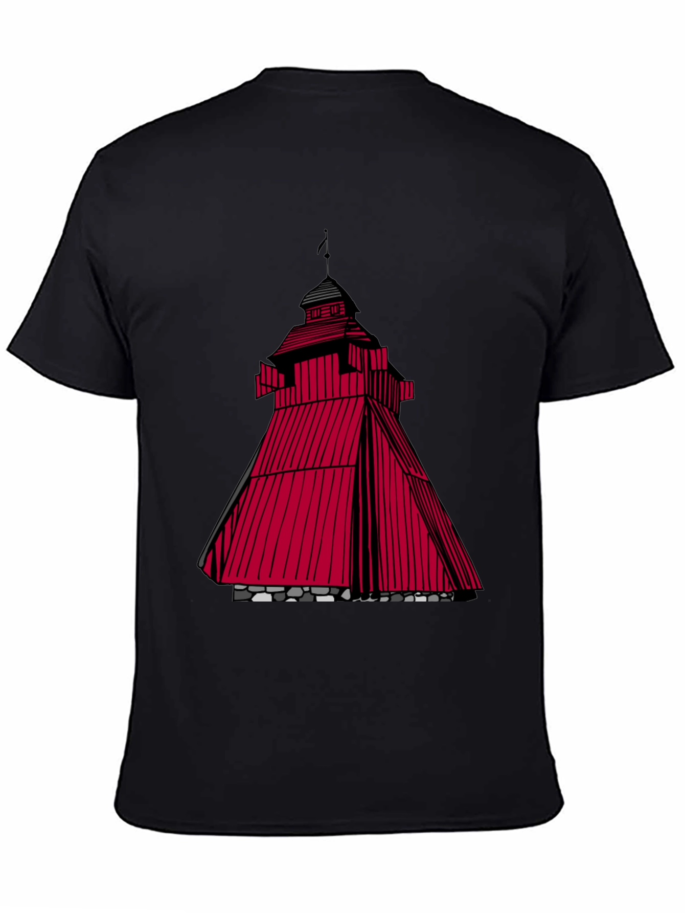 Black Red Tower Graphic T-Shirt - Unique Design view 4