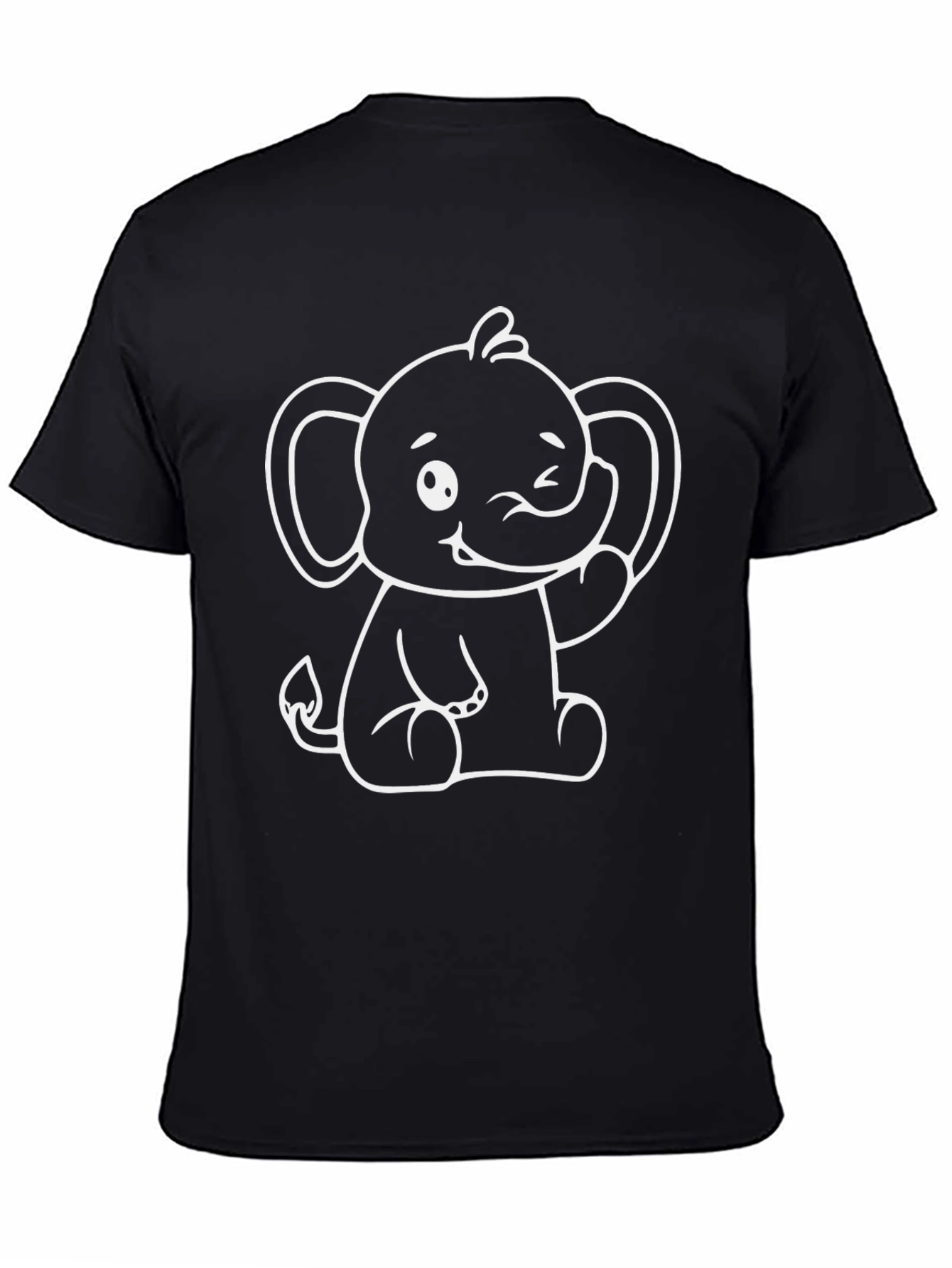 Black Cute Elephant Graphic Tee - Black Cotton Shirt view 4