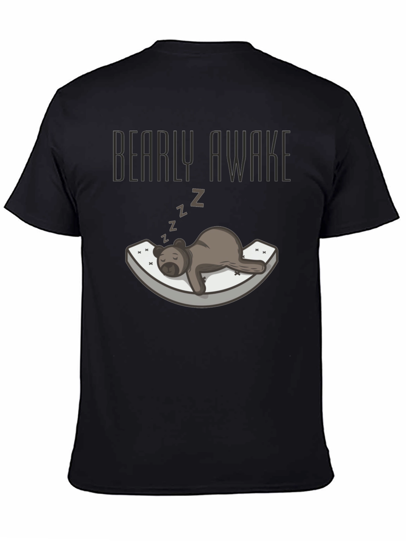 Black Bearly Awake T-Shirt - Funny Sleepy Bear Graphic Tee view 4