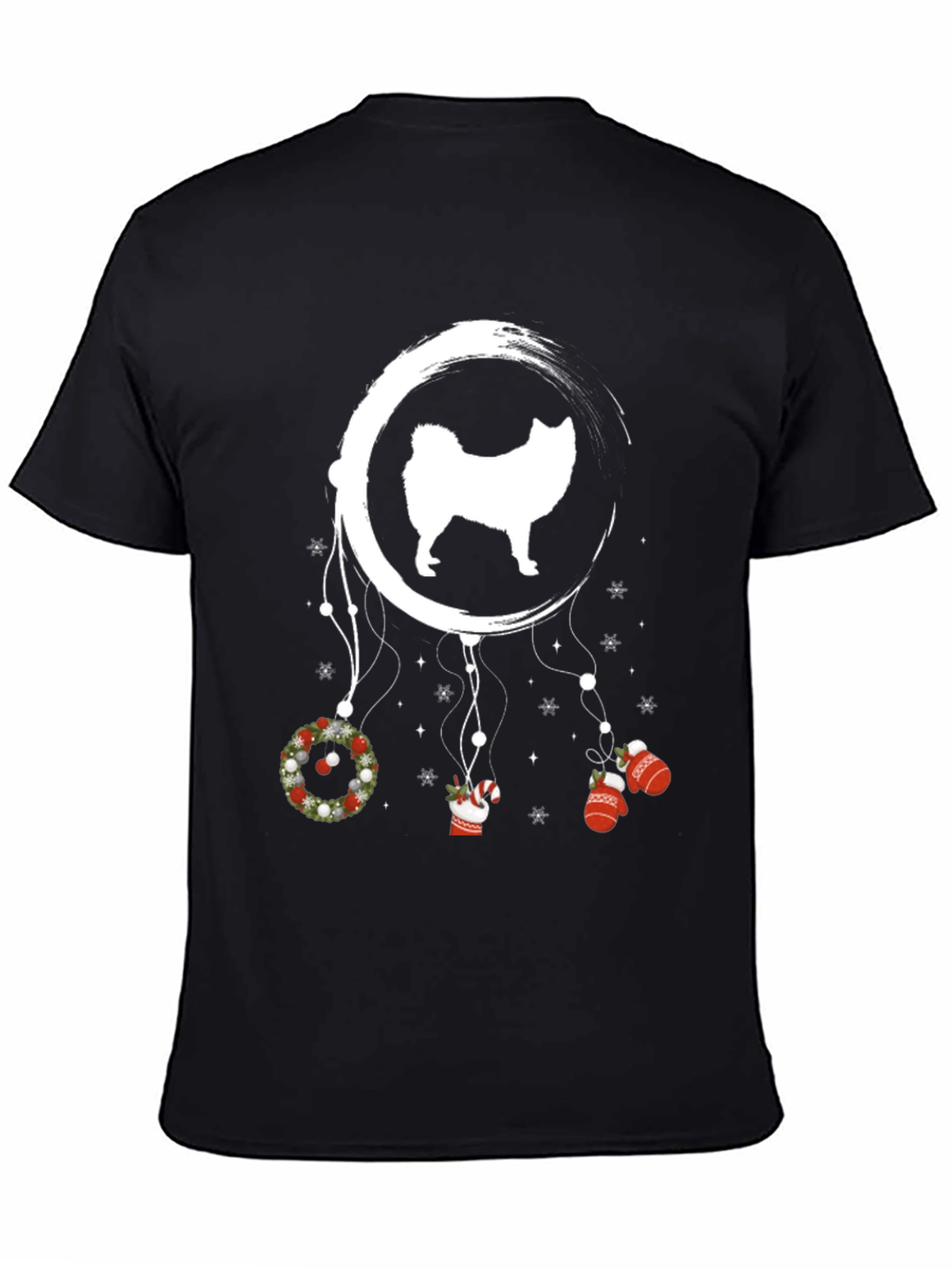 Black Holiday Dog Dreamcatcher T-Shirt view 4