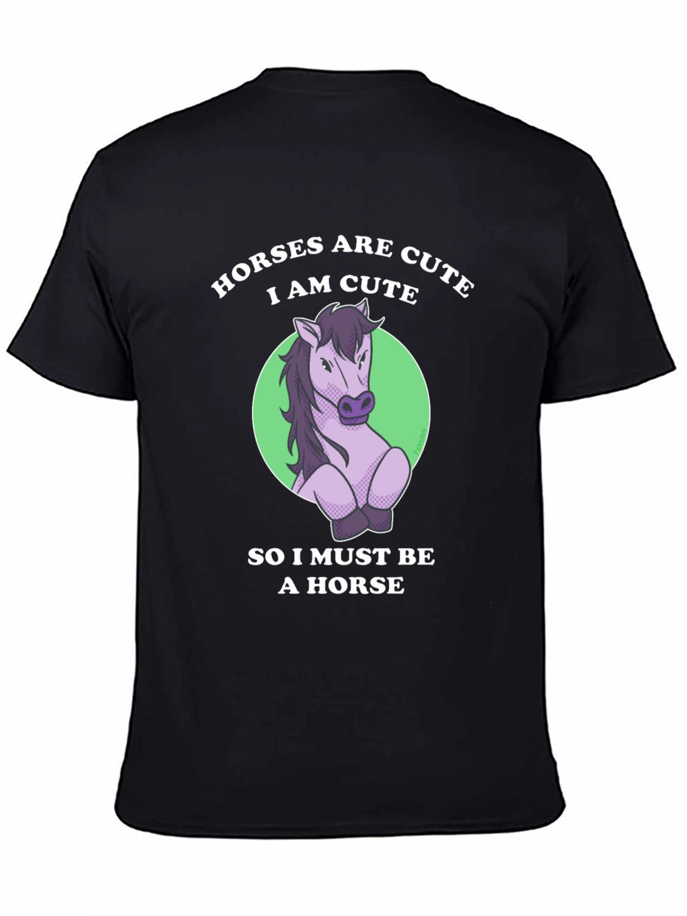Black Cute Horse T-Shirt - Funny Animal Lover Tee view 4