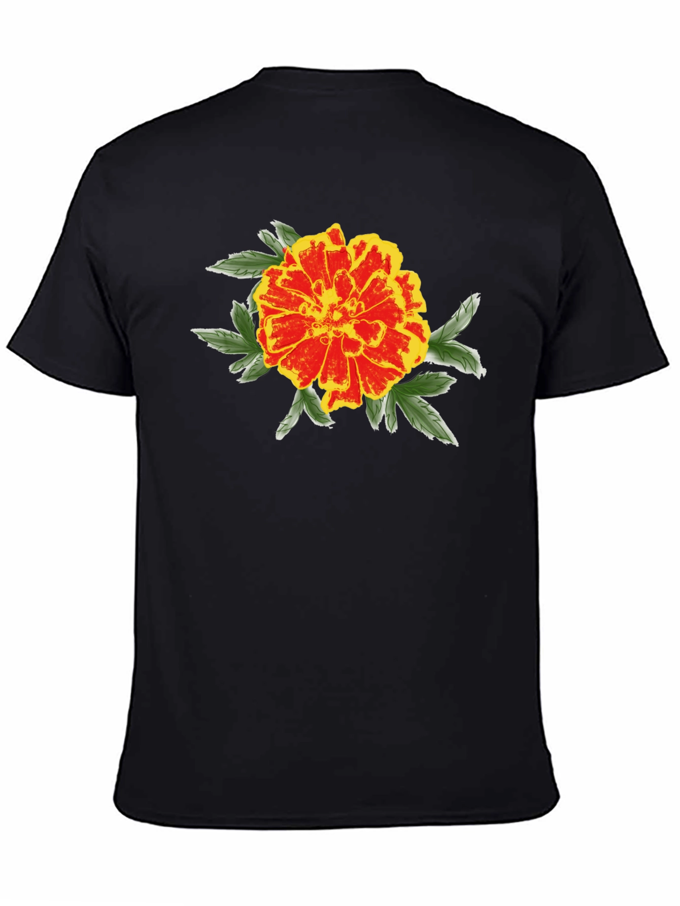 Black Marigold Graphic Black T-Shirt - Stylish Floral Design view 4