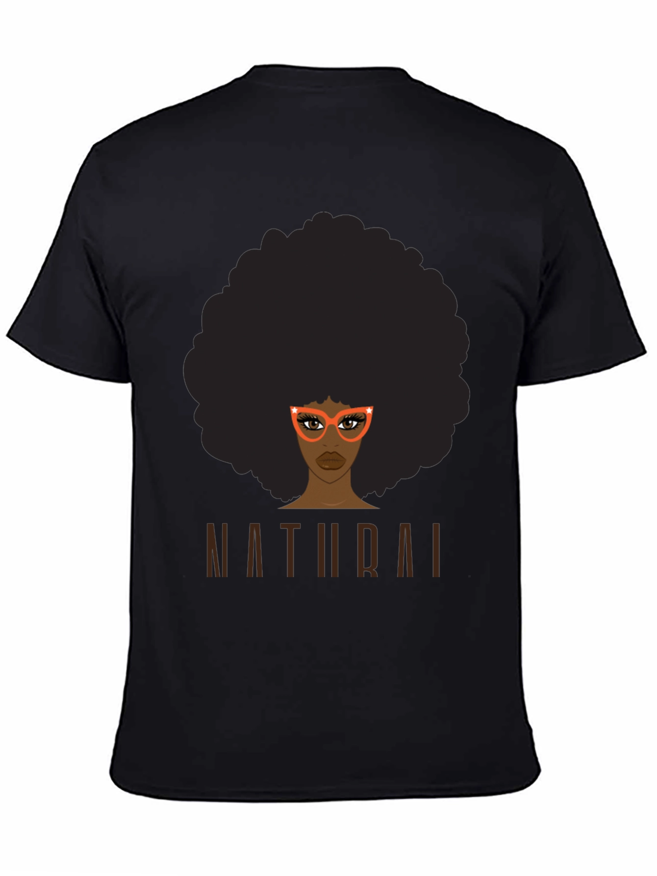 Black Natural Afro Graphic Tee - Unisex Black T-Shirt view 4