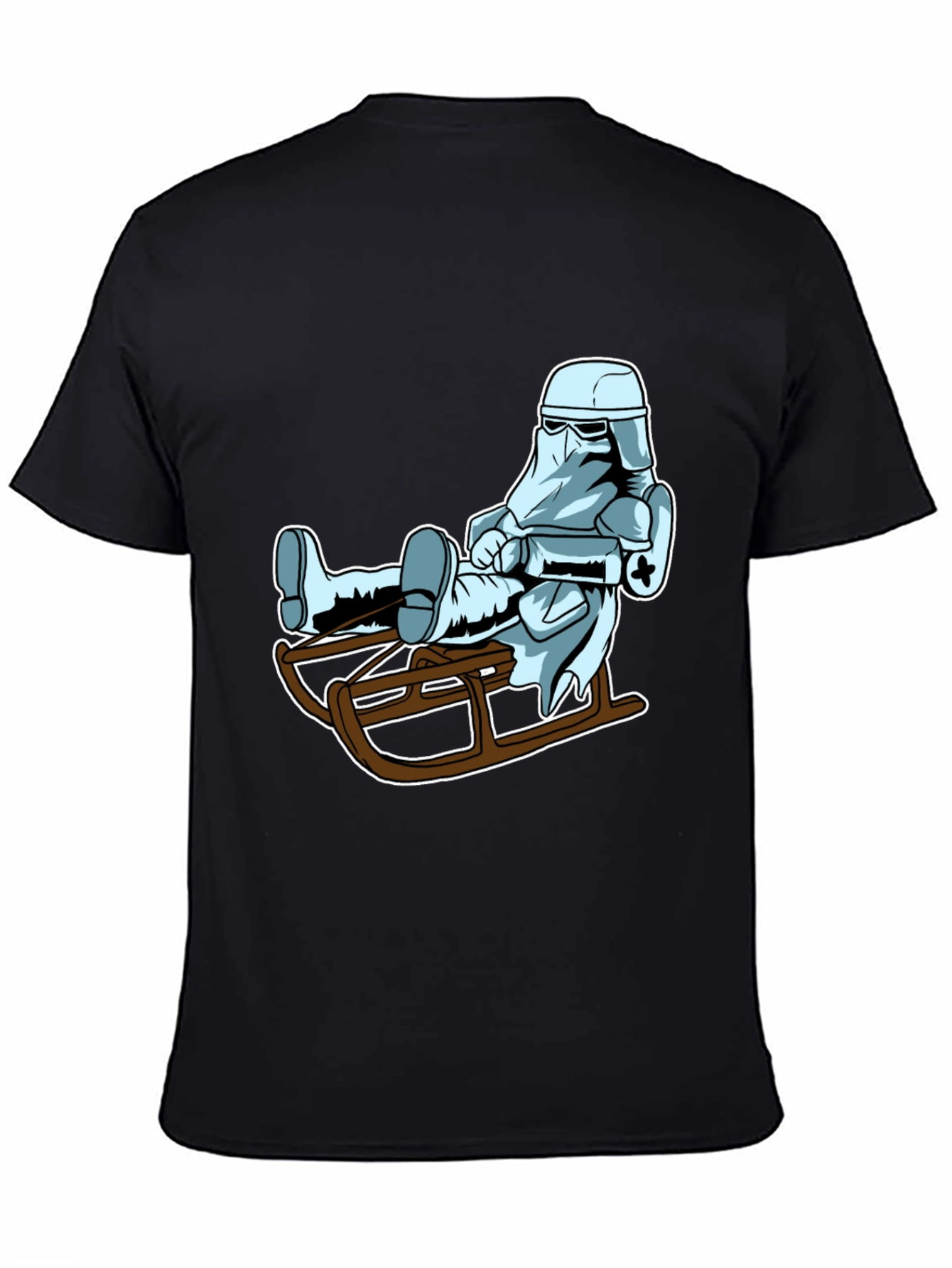 Black Cool Stormtrooper Sledding Graphic Tee view 4