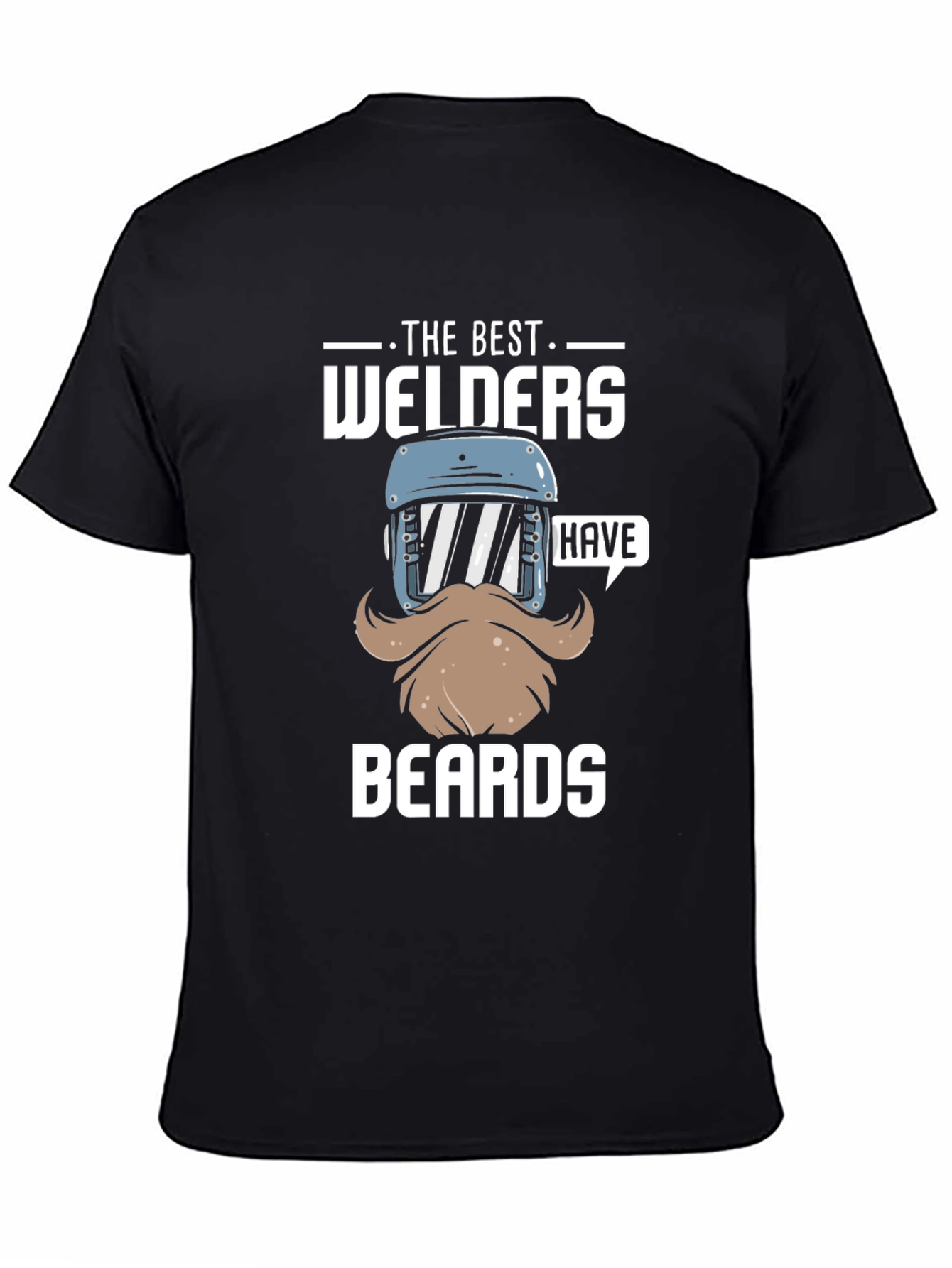 Black Best Welders Have Beards T-Shirt - Black Cotton Tee view 4