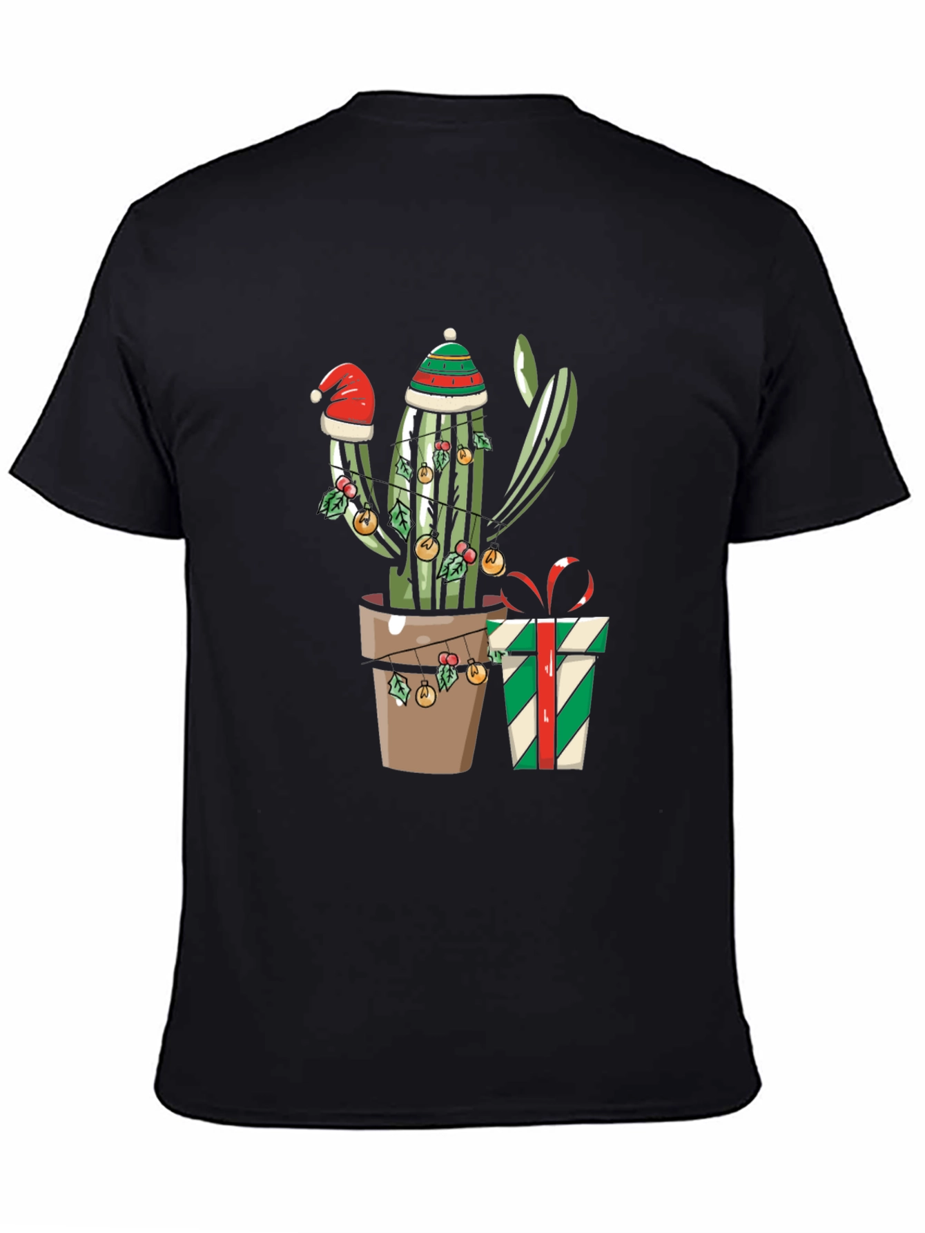 Black Festive Cactus Graphic Tee view 4