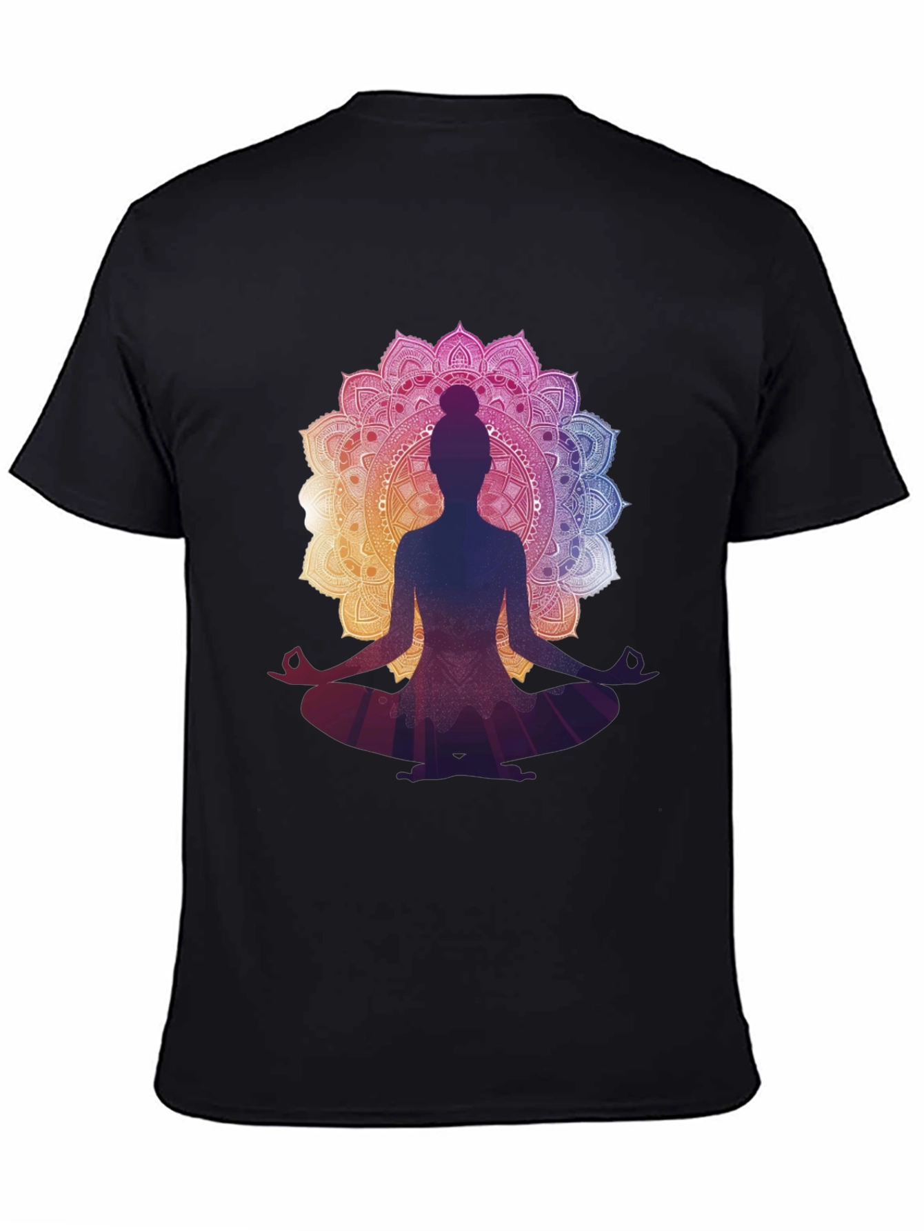 Black Yoga Mandala Graphic Tee - Meditation T-Shirt view 4