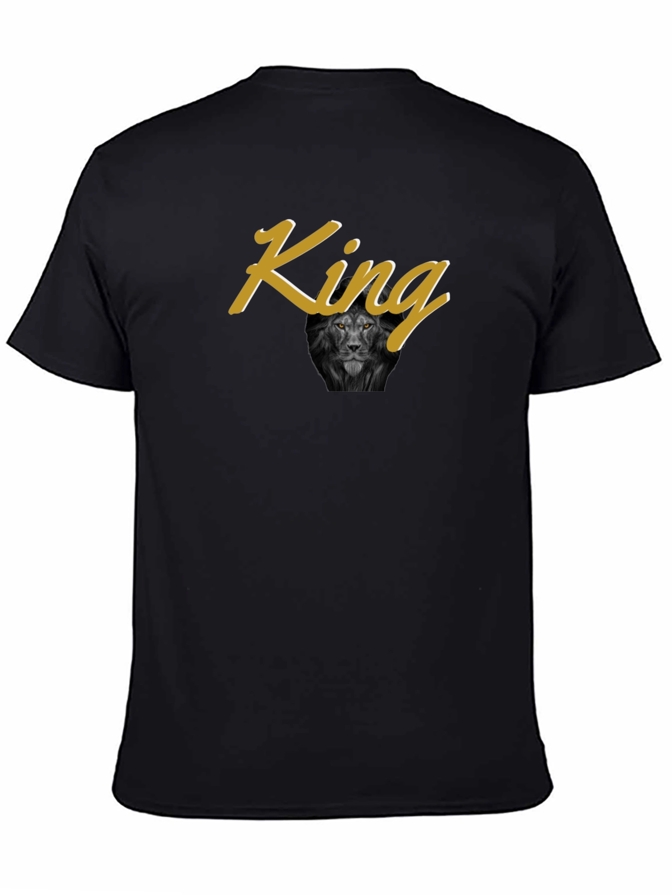 Black King Lion Graphic Print Black T-Shirt view 4