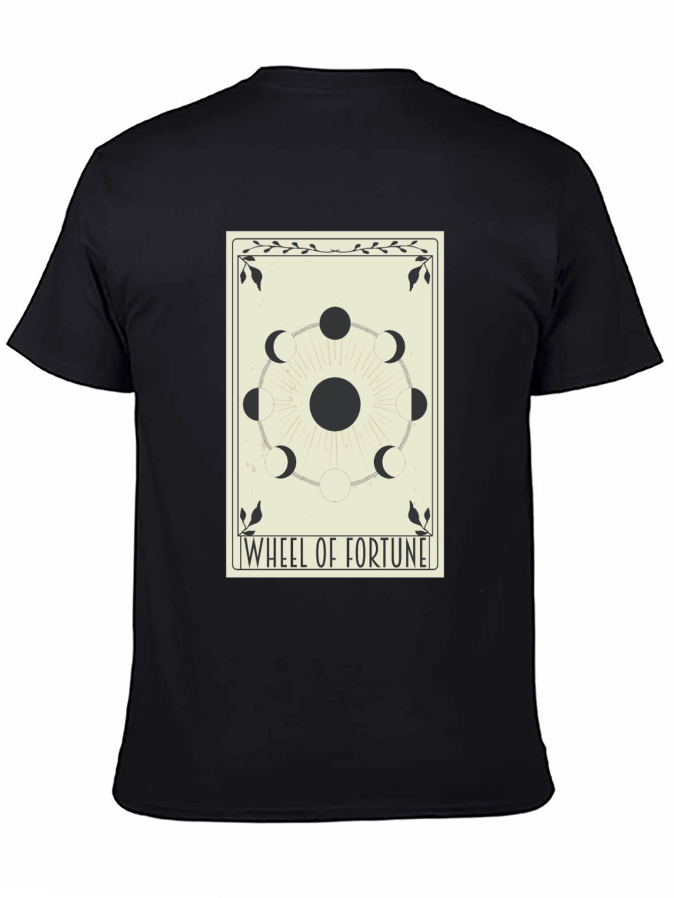 Black Wheel of Fortune Tarot Card Graphic T-Shirt view 4
