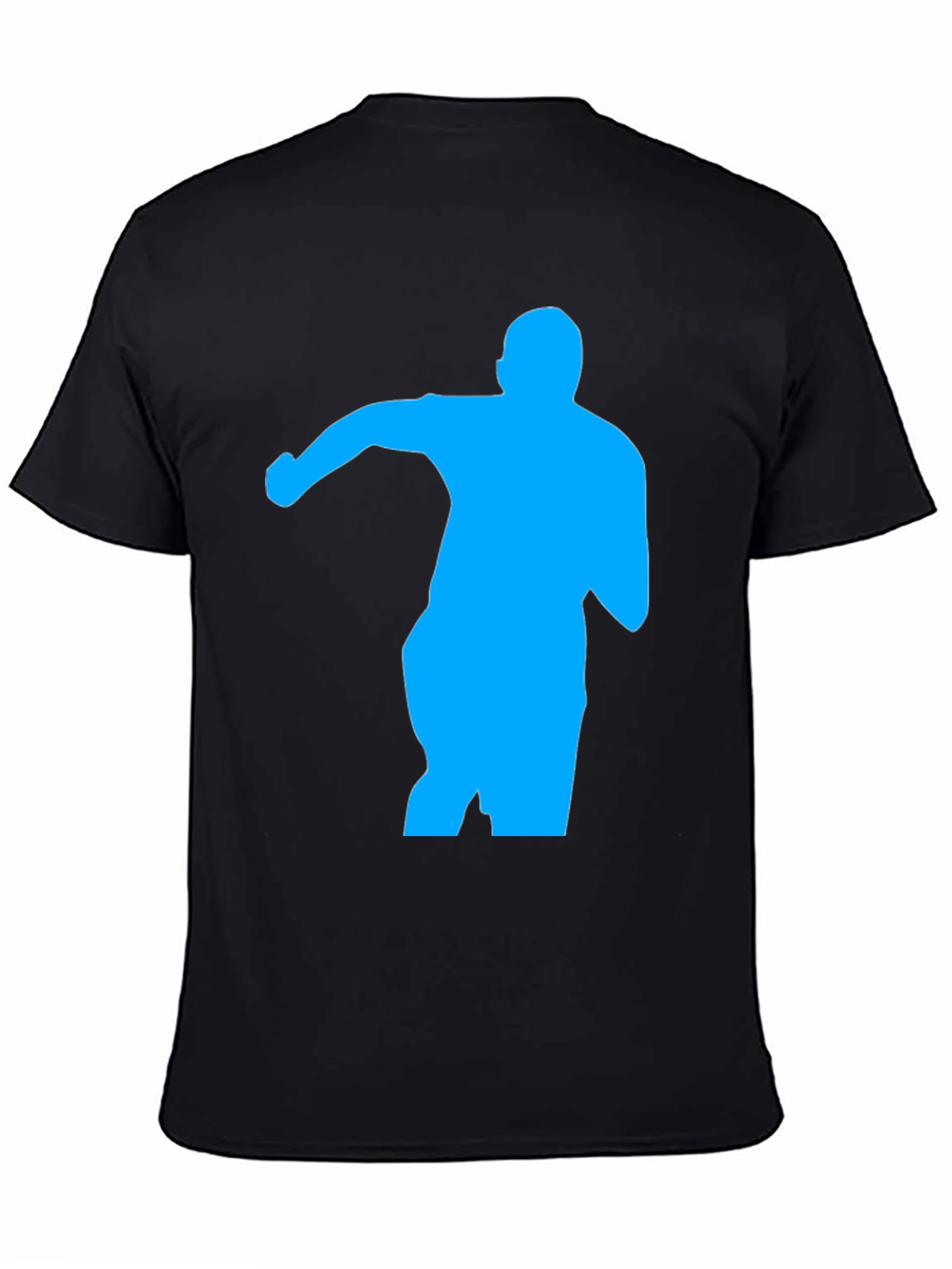 Black Men's Black T-Shirt with Blue Silhouette Graphic view 4