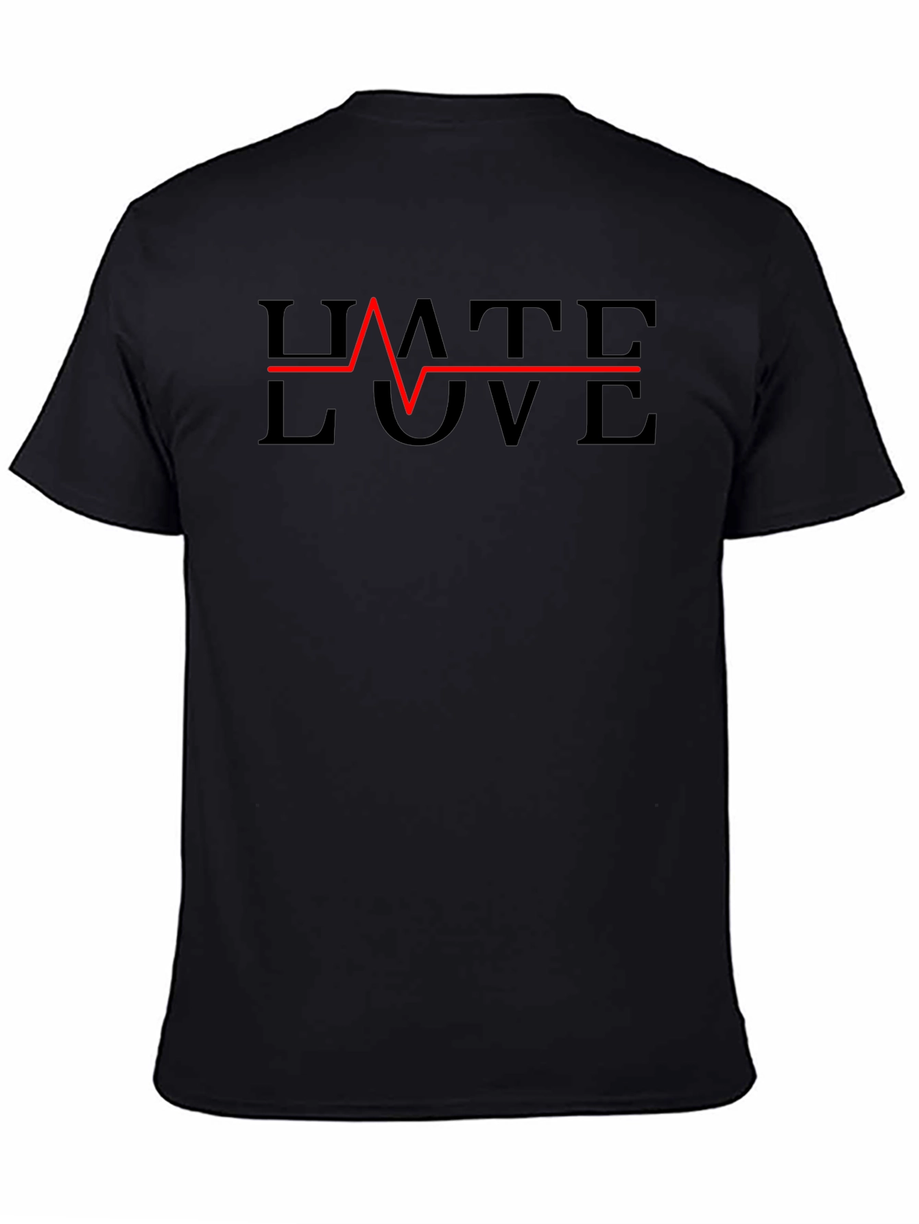 Black Hate Love Heartbeat Graphic Tee view 4