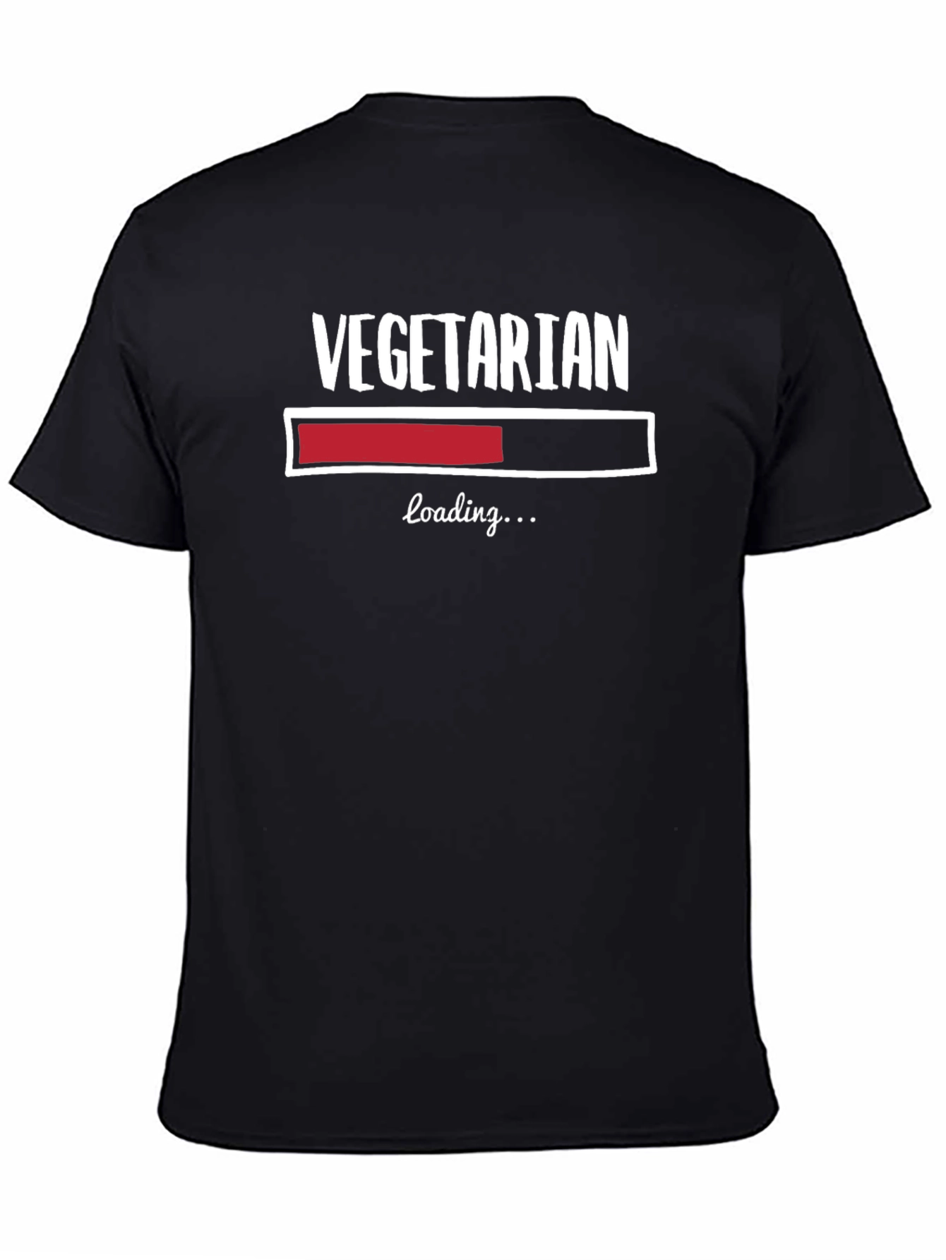 Black Vegetarian Loading Funny Graphic T-Shirt view 4