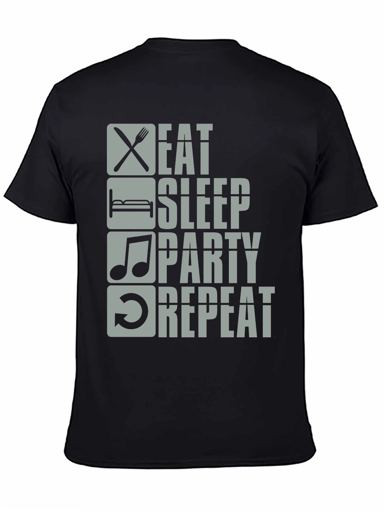 Black Eat Sleep Party Repeat Graphic Tee view 4