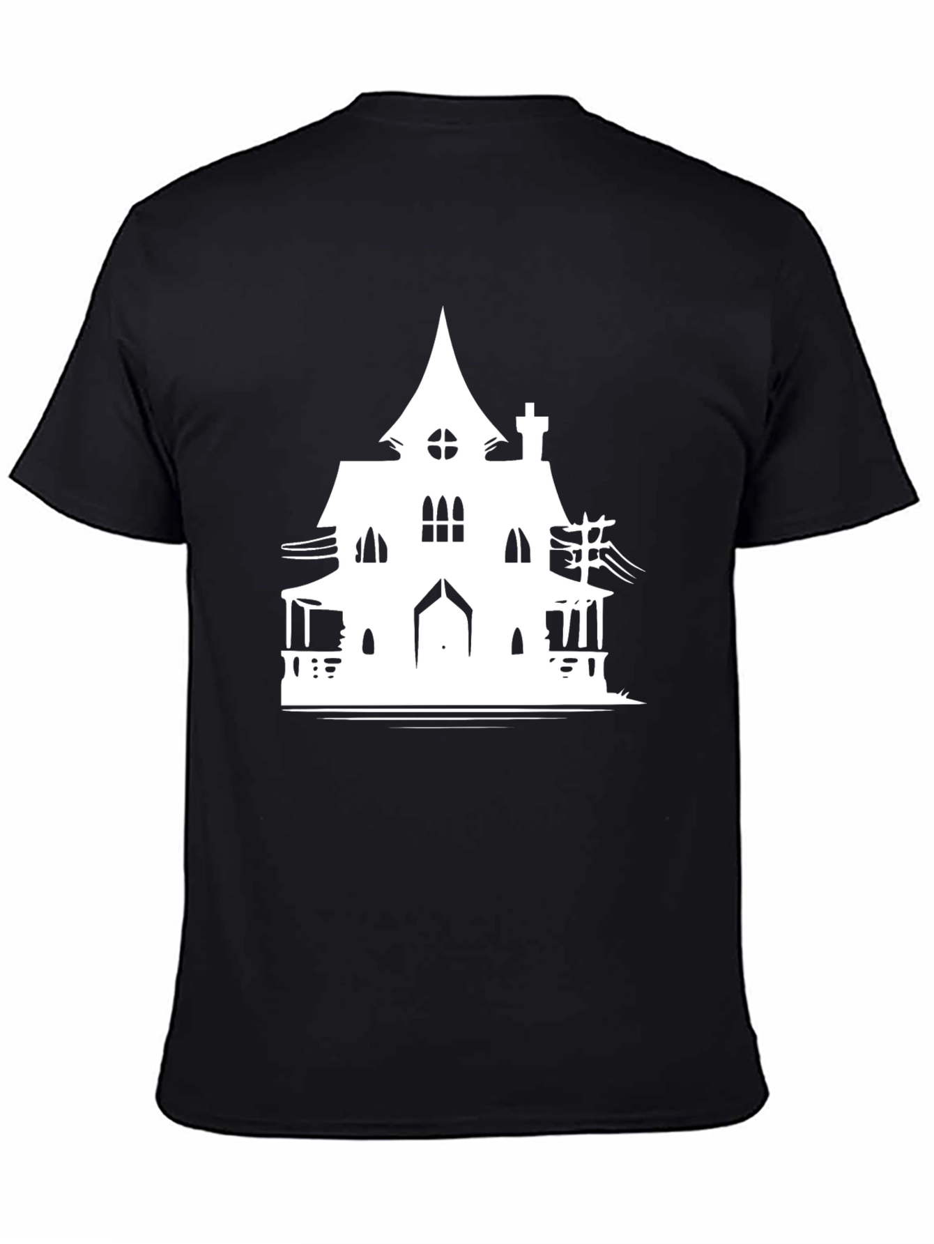 Black Haunted House Graphic T-Shirt view 4
