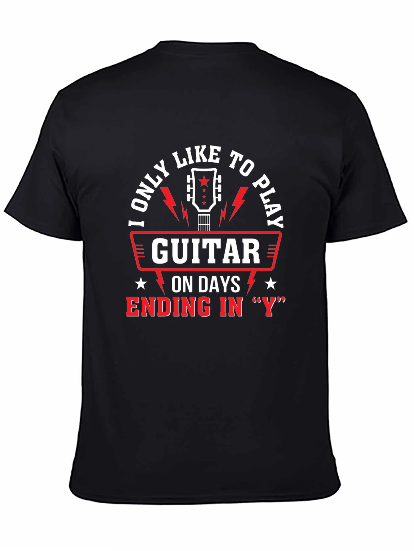 Black Guitar Player T-Shirt - Days Ending in "Y" view 4