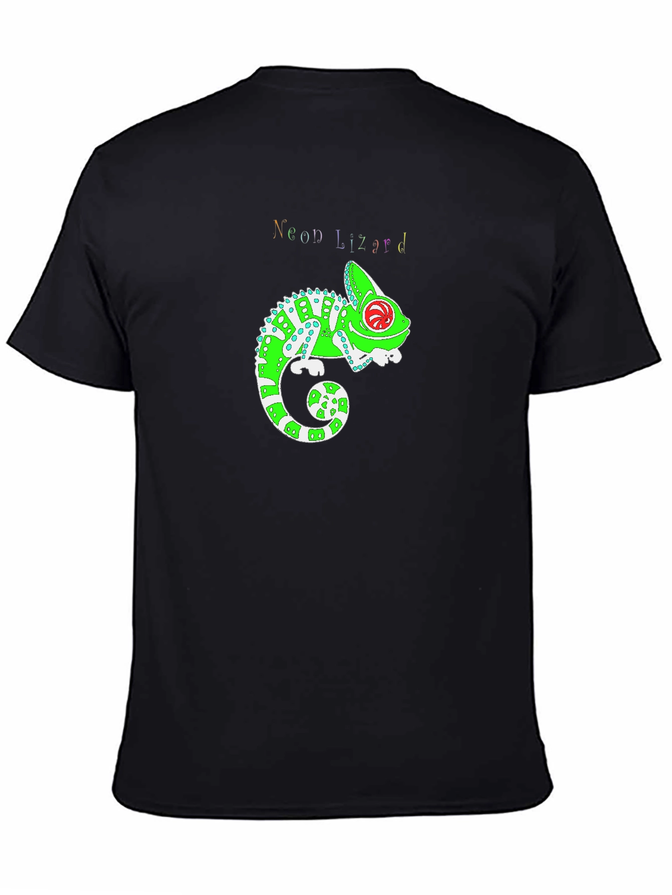 Black Neon Lizard Graphic T-Shirt - Cool Animal Print view 4