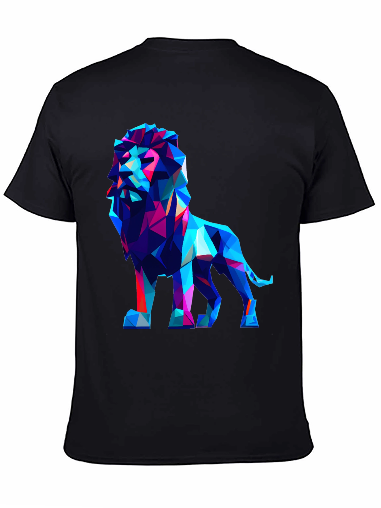 Black Geometric Lion Graphic Tee - Modern Art Shirt view 4
