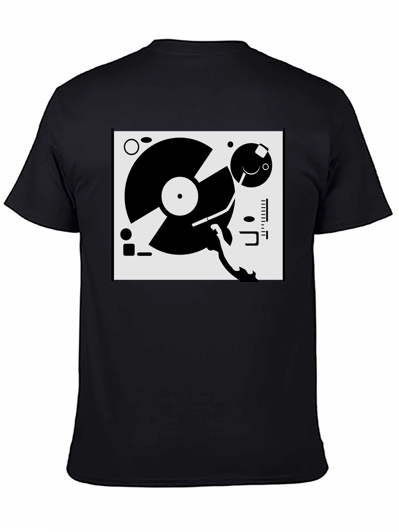 Black Retro Turntable Graphic Tee - Black view 4