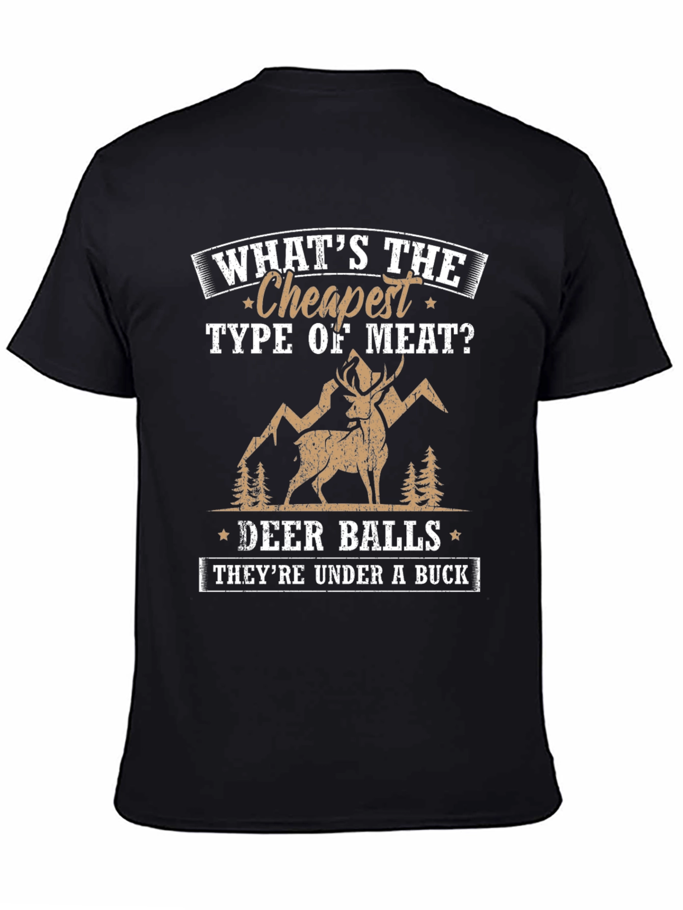 Black Funny Deer Balls Under A Buck Hunting T-Shirt view 4
