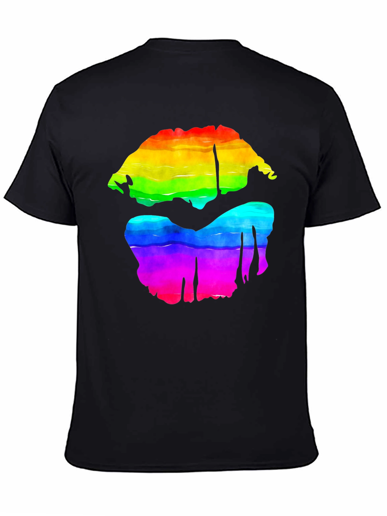 Black Rainbow Lips Graphic Tee - Bold Pride Shirt view 4