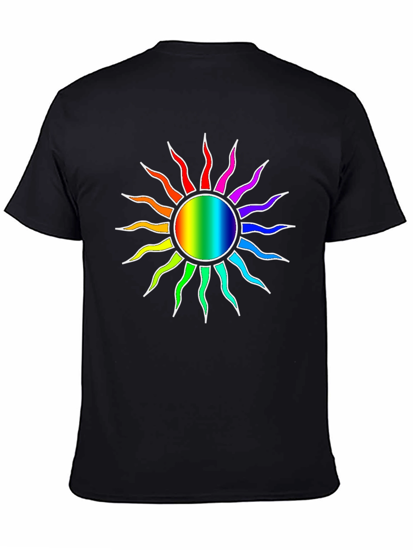 Black Rainbow Sun Graphic Black T-Shirt view 4