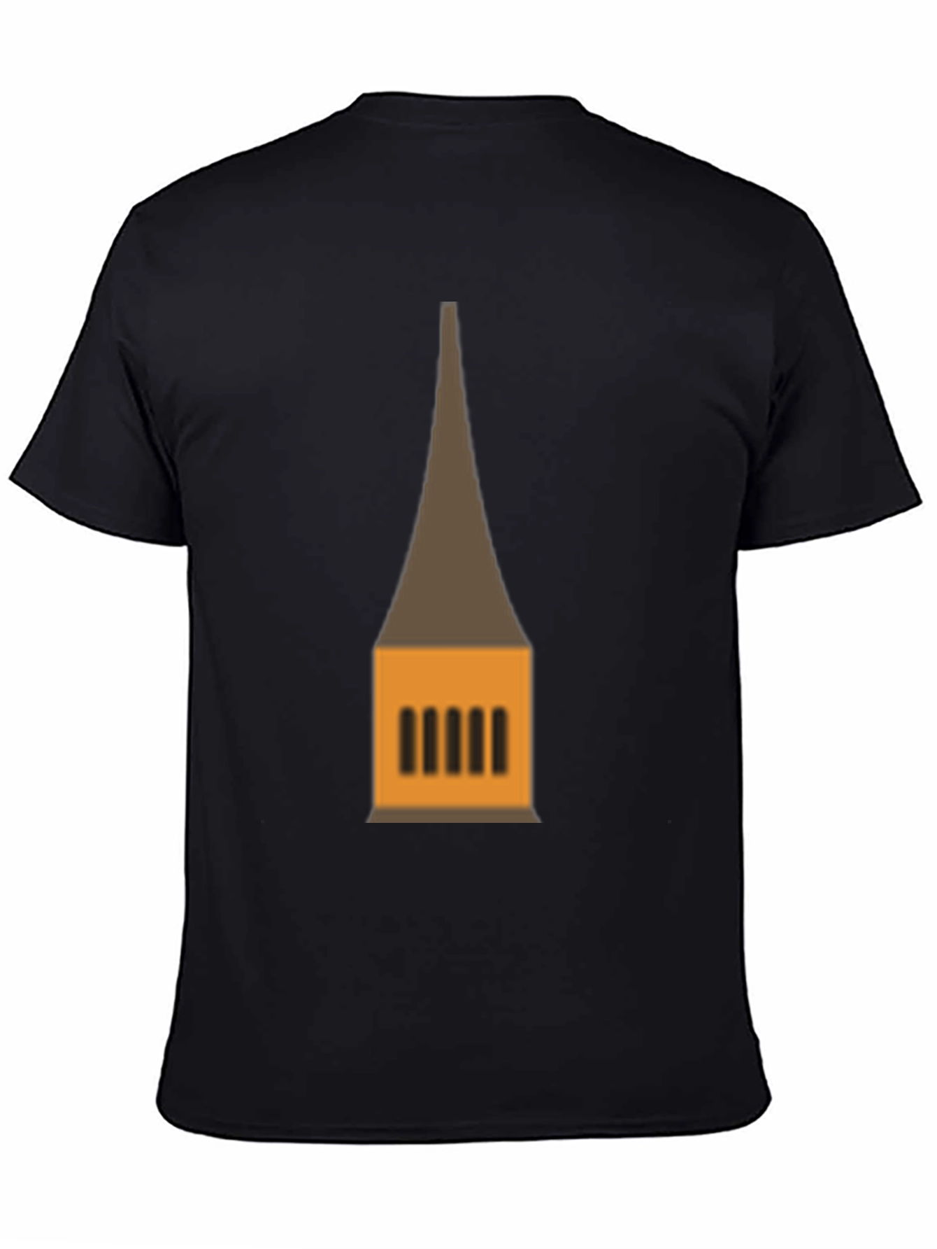 Black Graphic Tee: Temple Tower Design, Black view 4