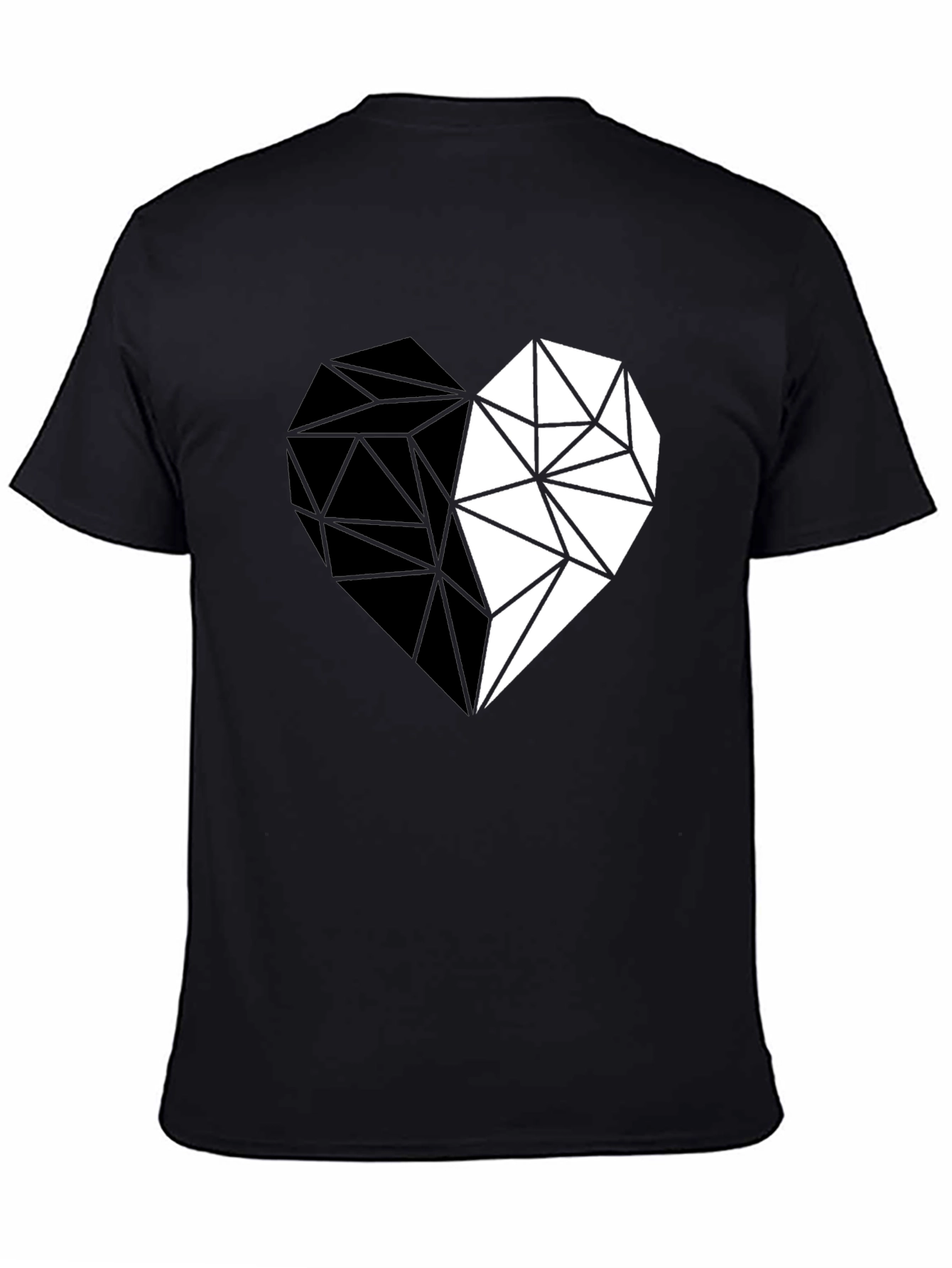 Black Geometric Heart Print Black Casual Tee view 4