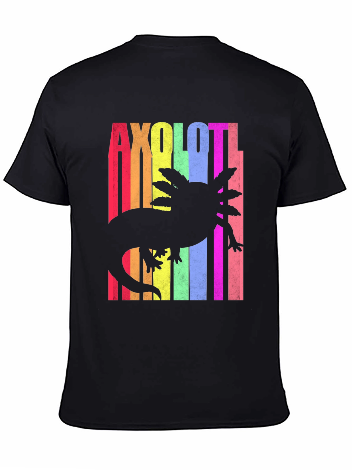 Black Axolotl Rainbow T-Shirt - Cute Salamander Tee view 4