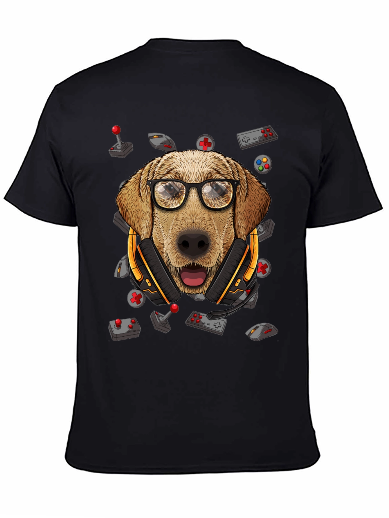 Gamer Dog T-Shirt - Golden Retriever Geek Tee - 4