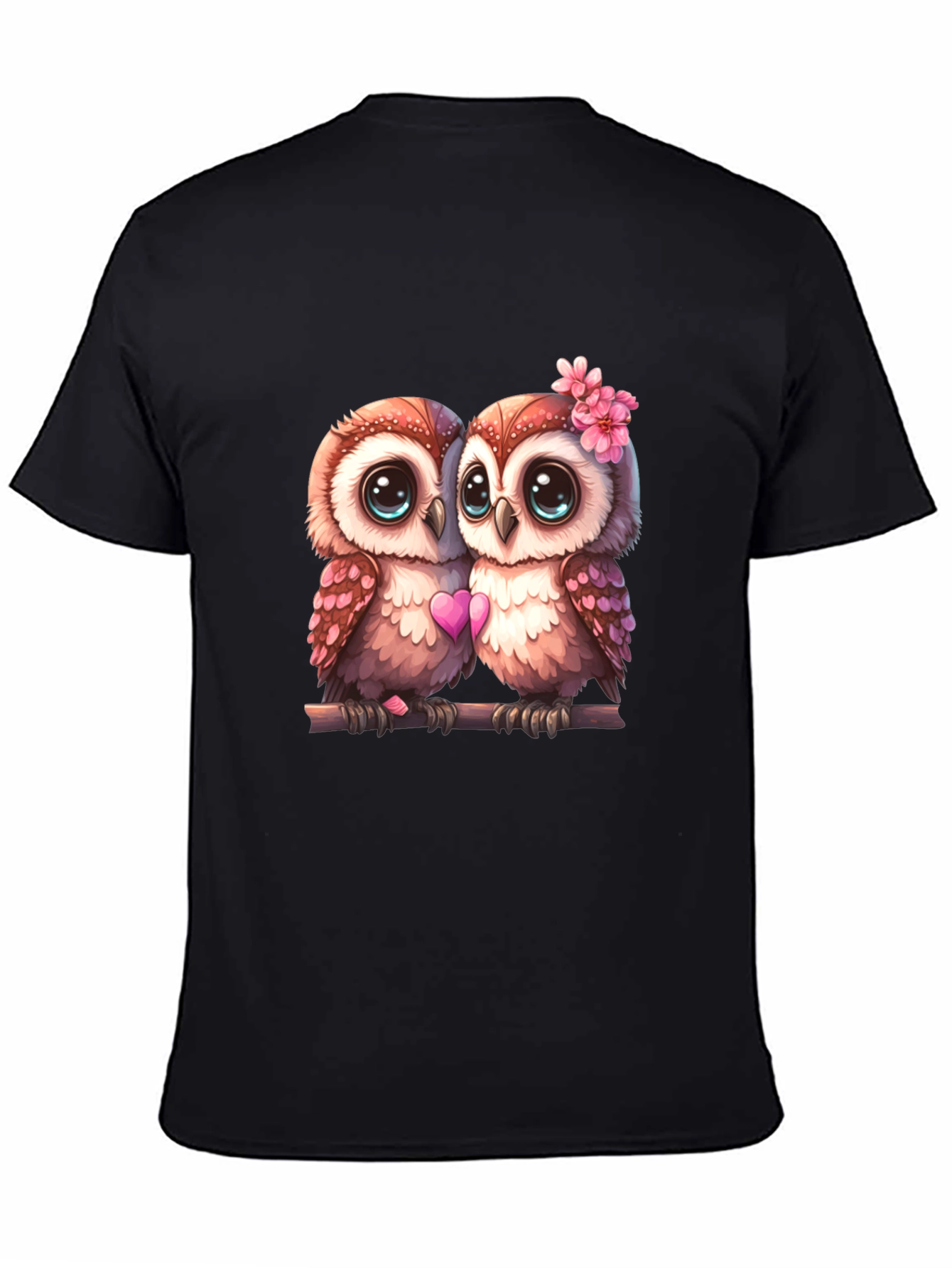 Black Owl Love T-Shirt - Cute Couple Owls Graphic Tee view 4