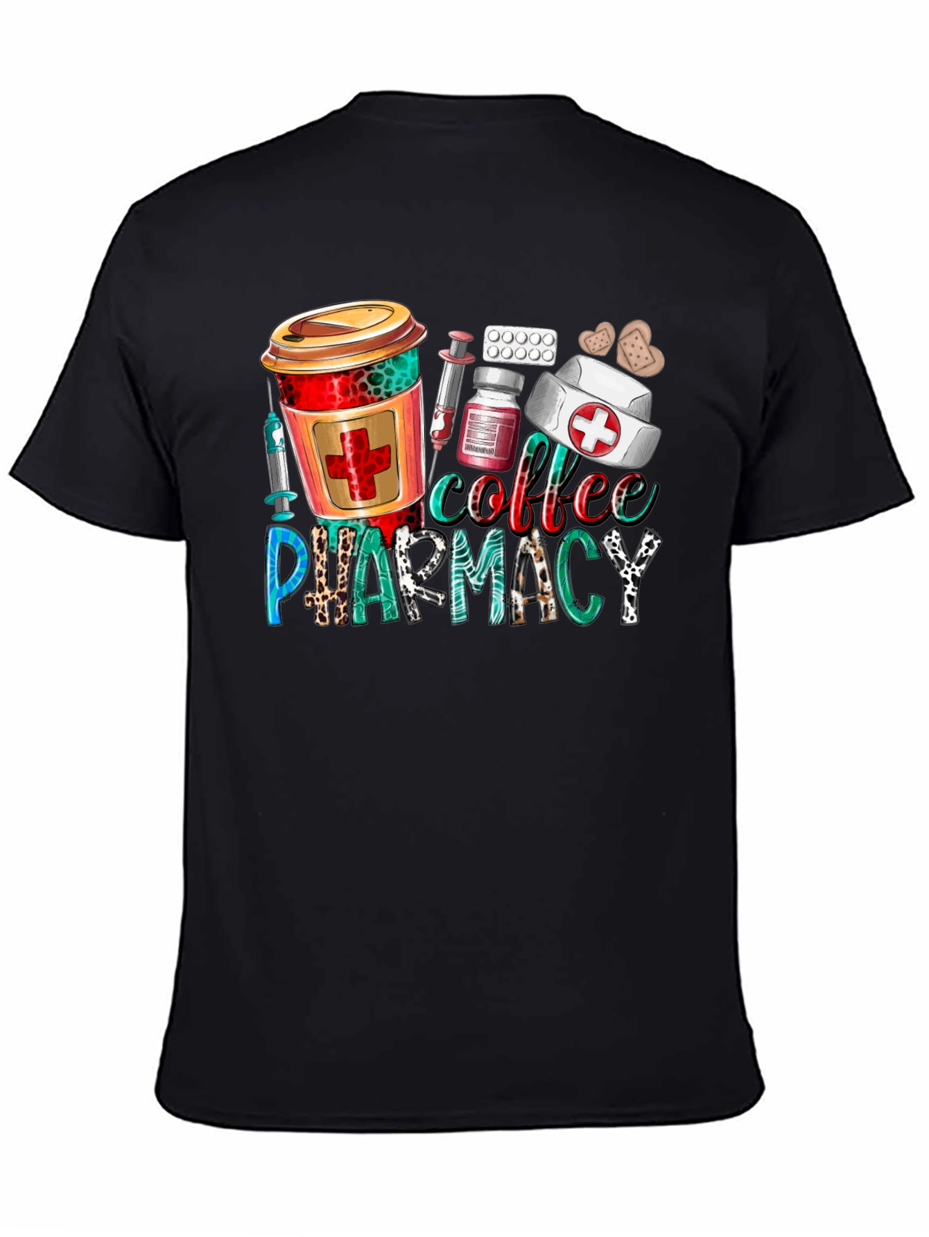 Black Coffee & Pharmacy Graphic T-Shirt view 4