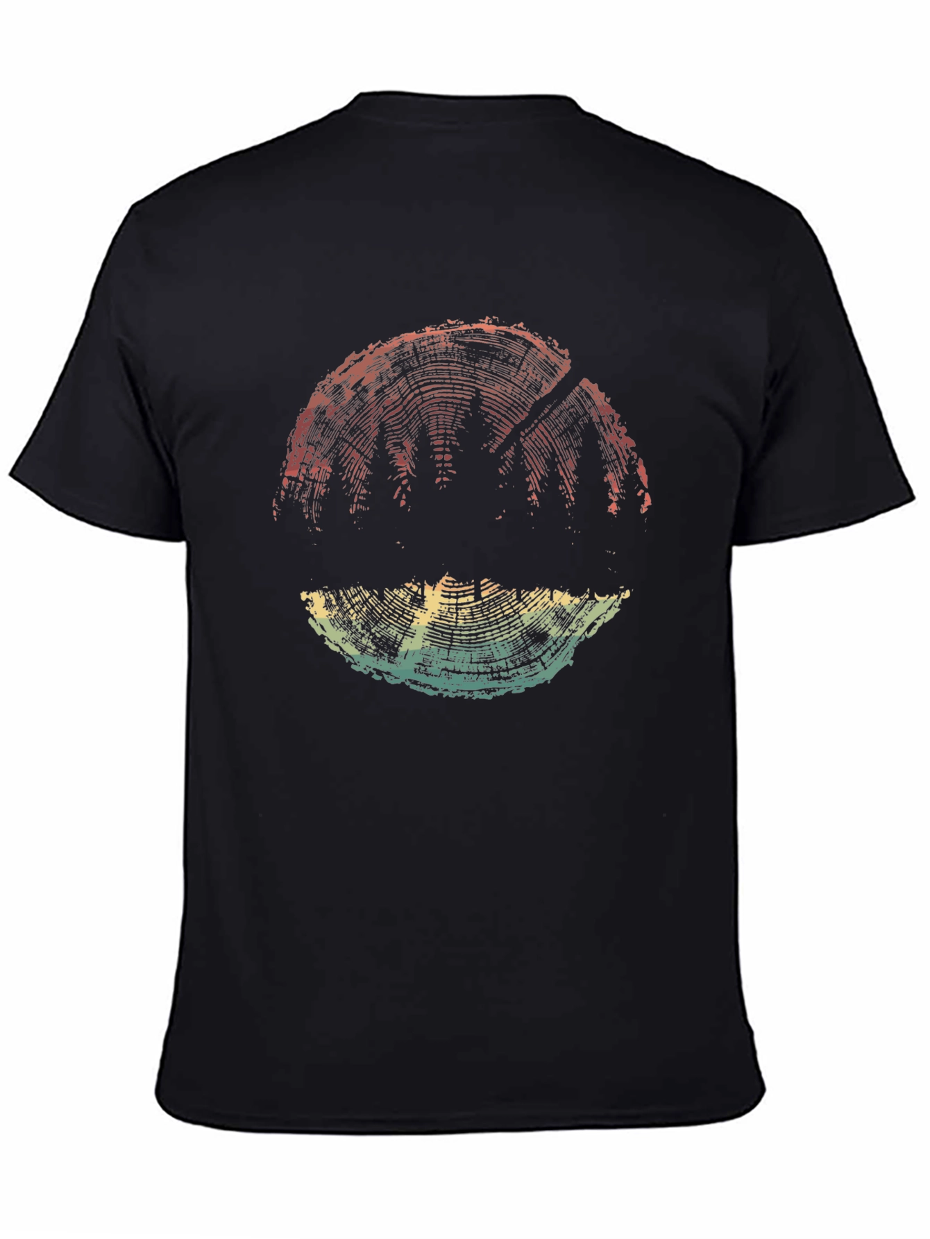 Black Nature Inspired Tree Ring Graphic Tee - Soft Black Cotton view 4