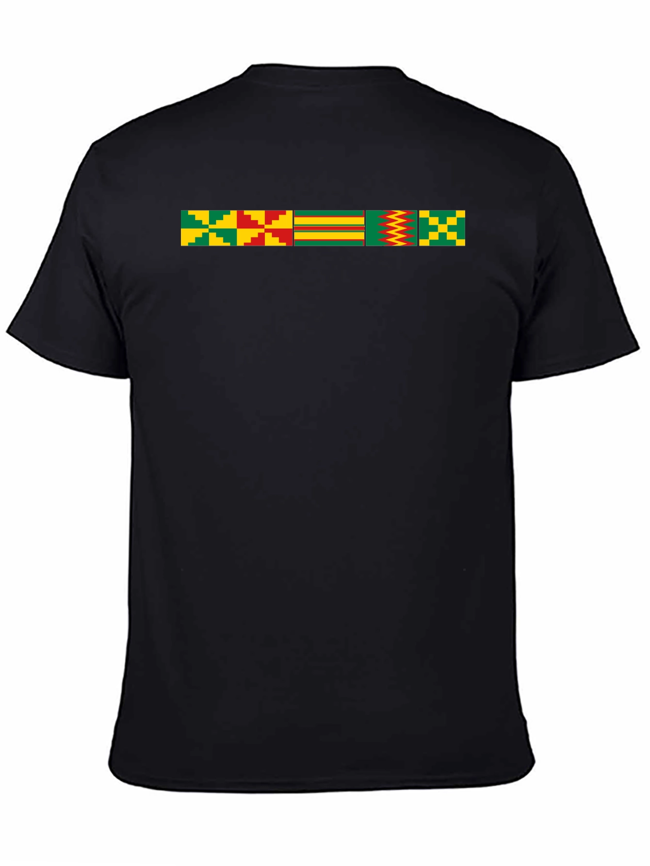 Black Kente Cloth Inspired Graphic T-Shirt view 4
