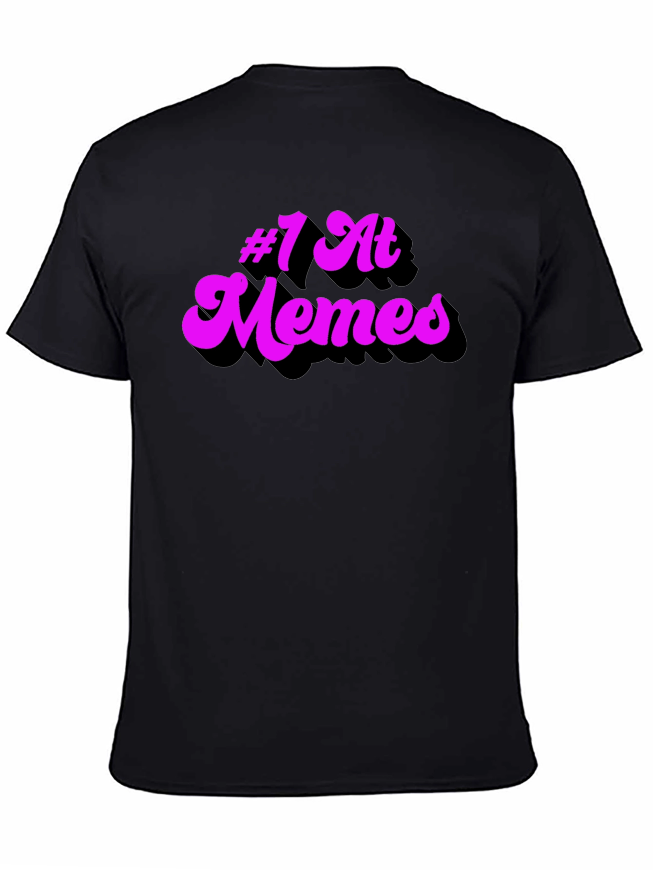 Black #1 at Memes Graphic T-Shirt - Black Cotton Tee view 4