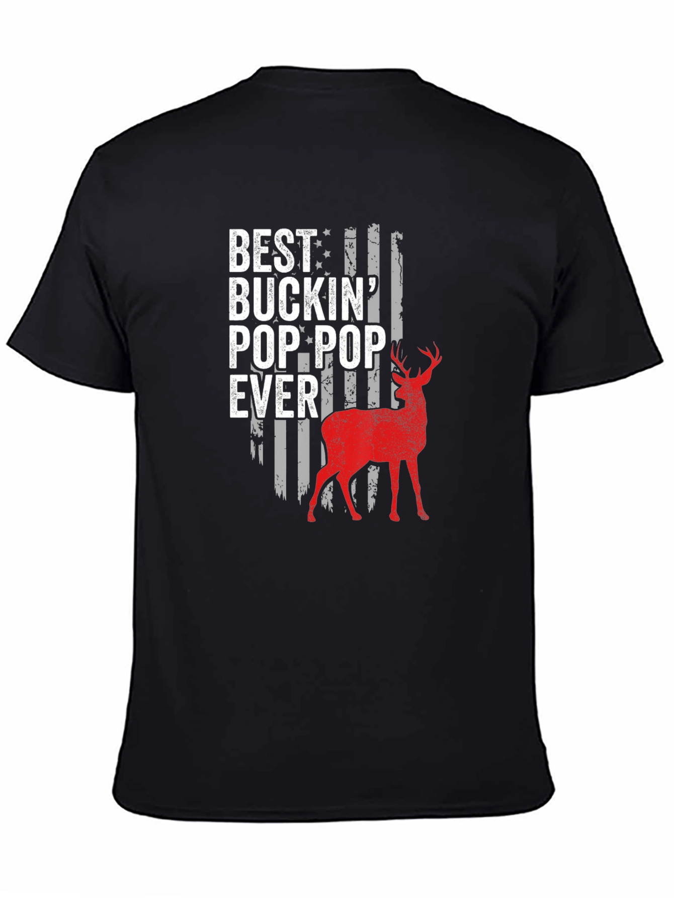 Black Best Buckin' Pop-Pop Ever Deer Hunting T-Shirt view 4
