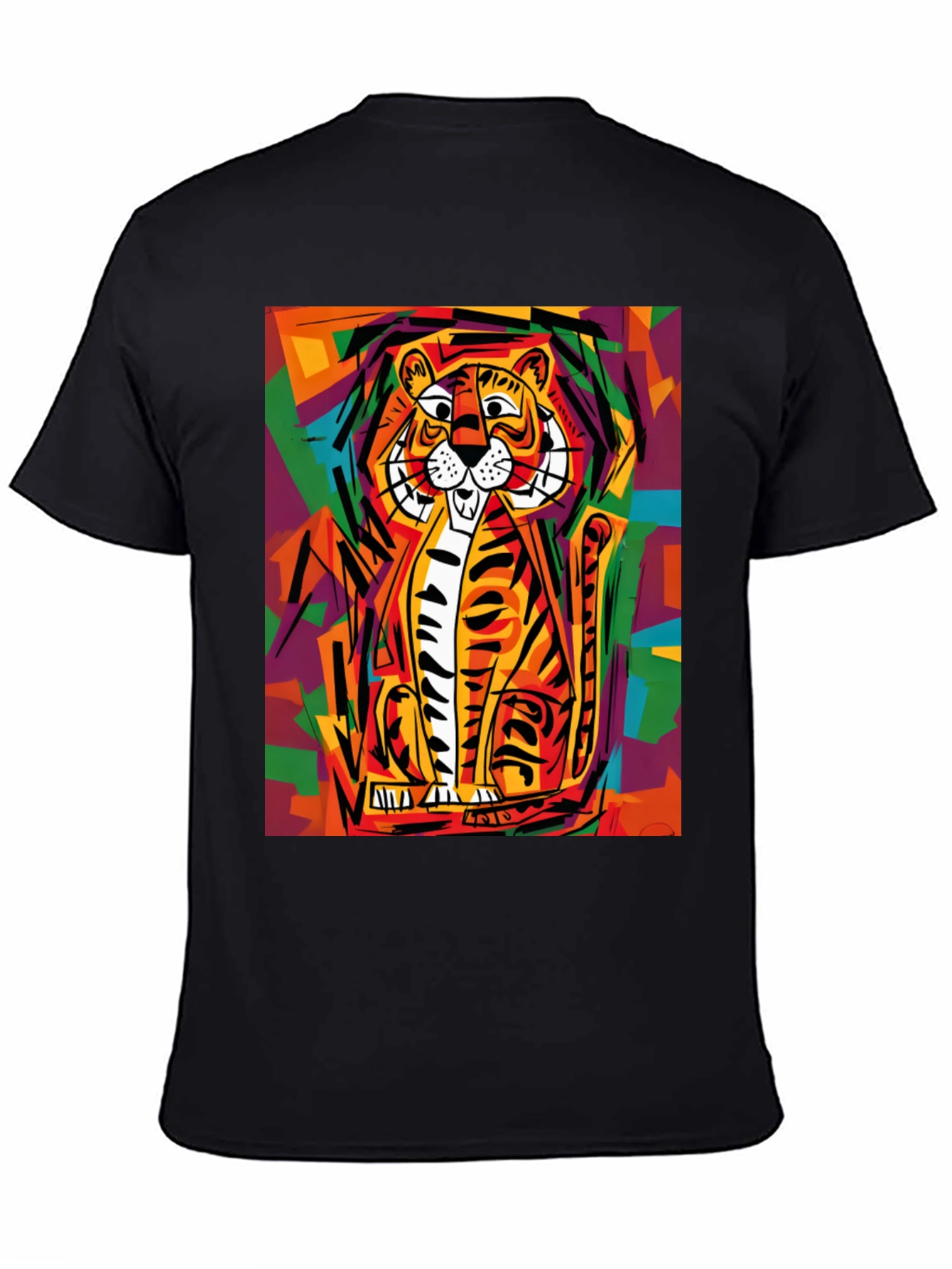 Black Abstract Tiger Graphic Tee - Soft Black Cotton view 4