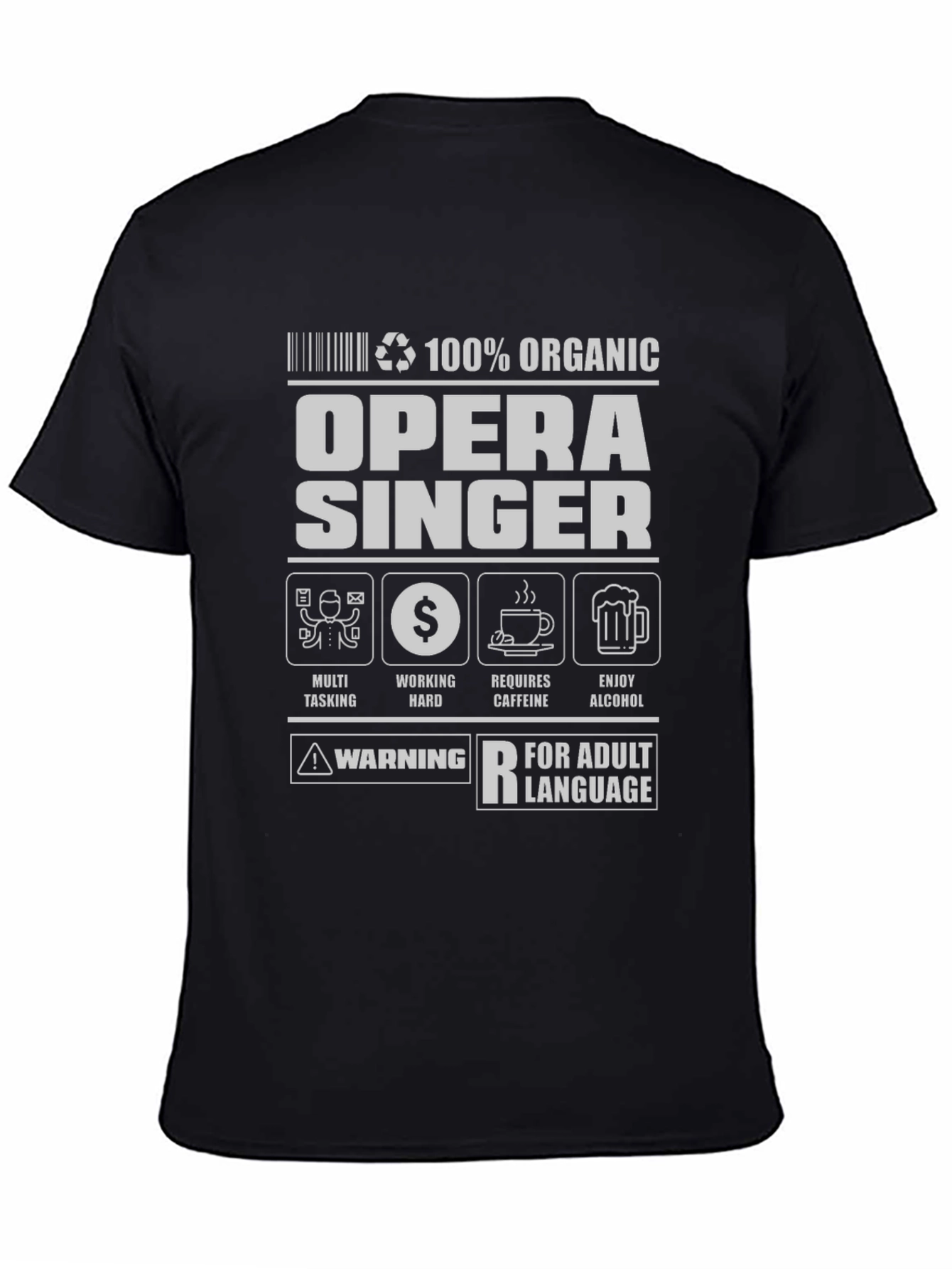 Black Opera Singer 100% Organic Adult Humor T-Shirt view 4