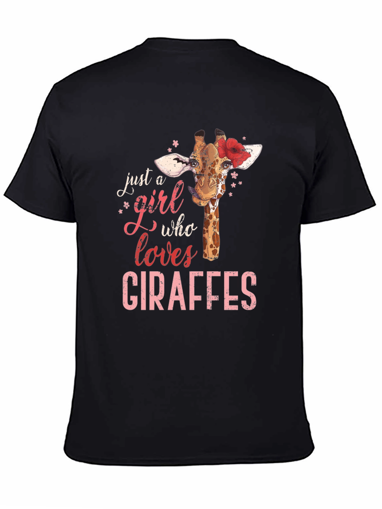 Black Giraffe Lover T-Shirt - Just a Girl Who Loves Giraffes view 4