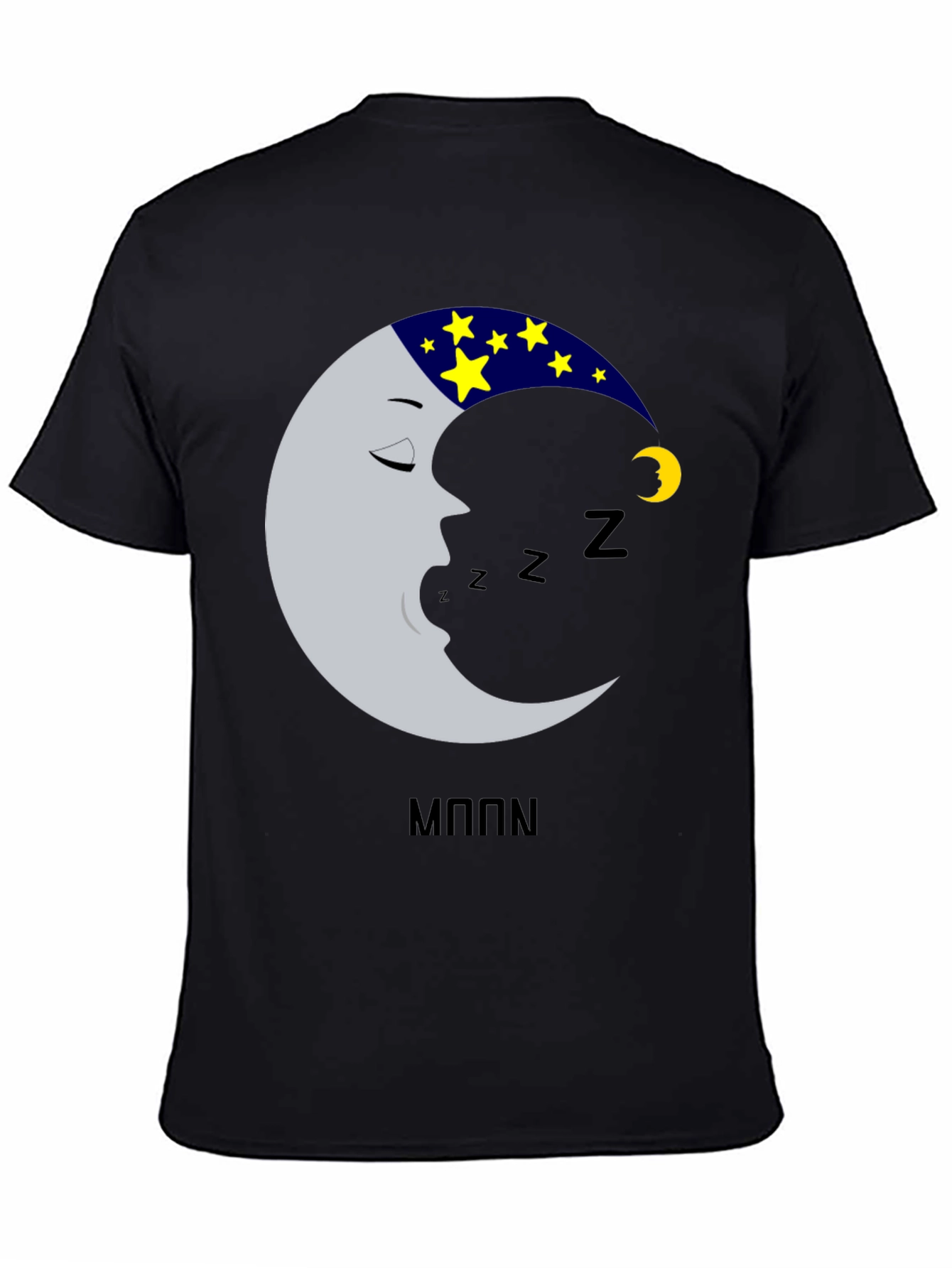 Black Sleeping Moon T-Shirt - Dreamy Design view 4