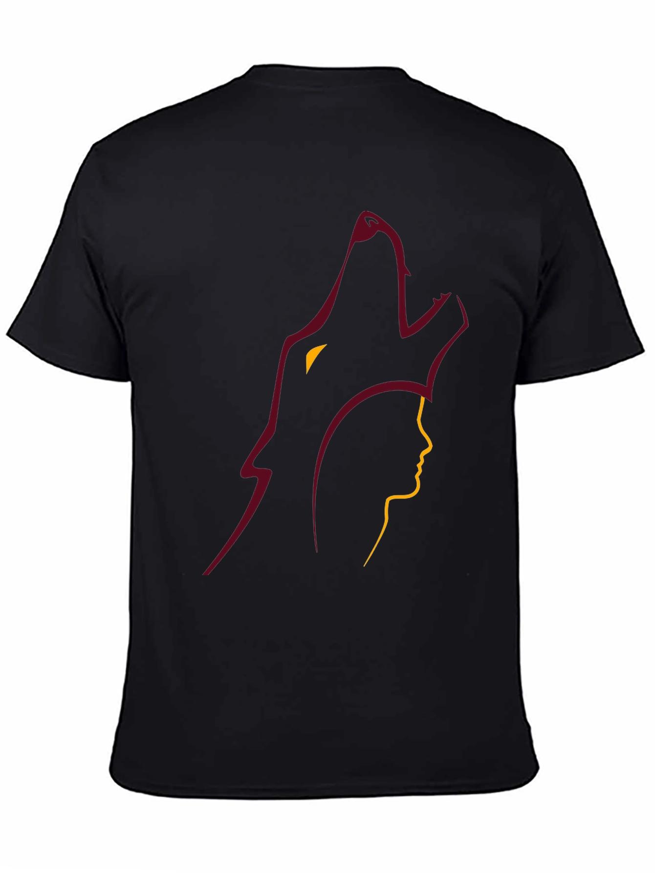 Black Wolf and Woman Graphic Black Tee view 4