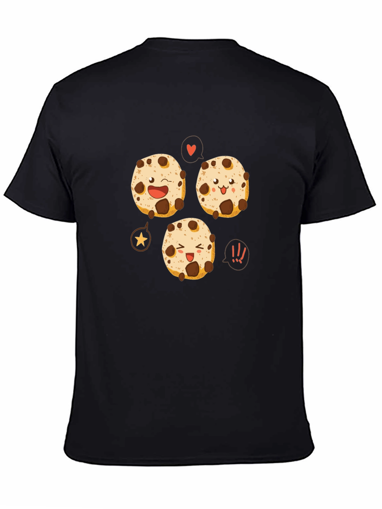 Black Cookie Cartoon Black T-Shirt view 4